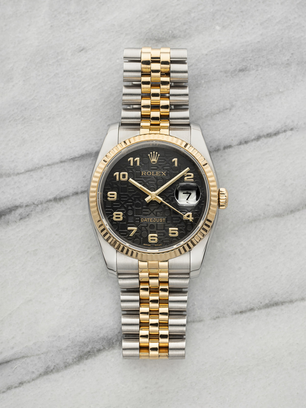 2008 Rolex Datejust 116233 Two-Tone Black Anniversary Arabic Dial Auto 36mm
