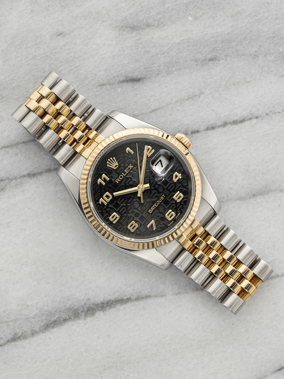 2008 Rolex Datejust 116233 Two-Tone Black Anniversary Arabic Dial Auto 36mm