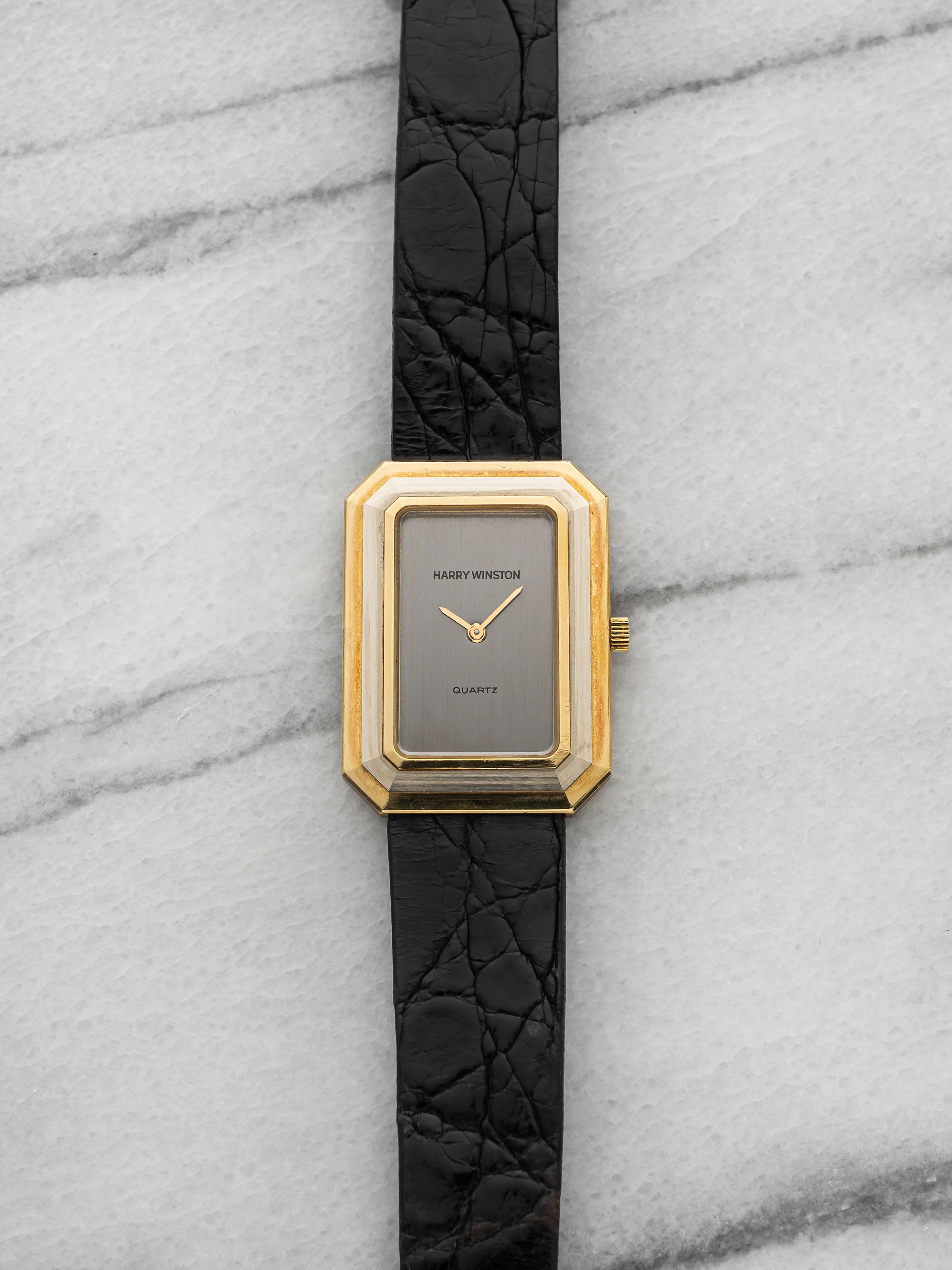 Vintage 1990s Harry Winston 6206 Tri-Tone 18K Gold Silver Dial Quartz 23mm