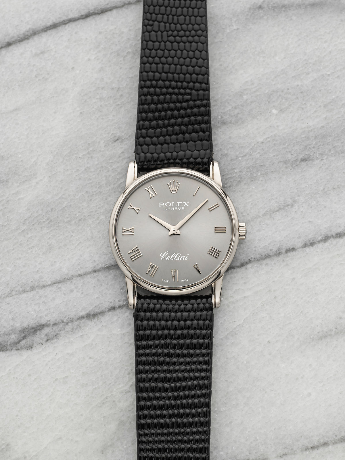 2006 Rolex Cellini 5116 18K White Gold Grey Sunburst Roman Dial Manual 32mm