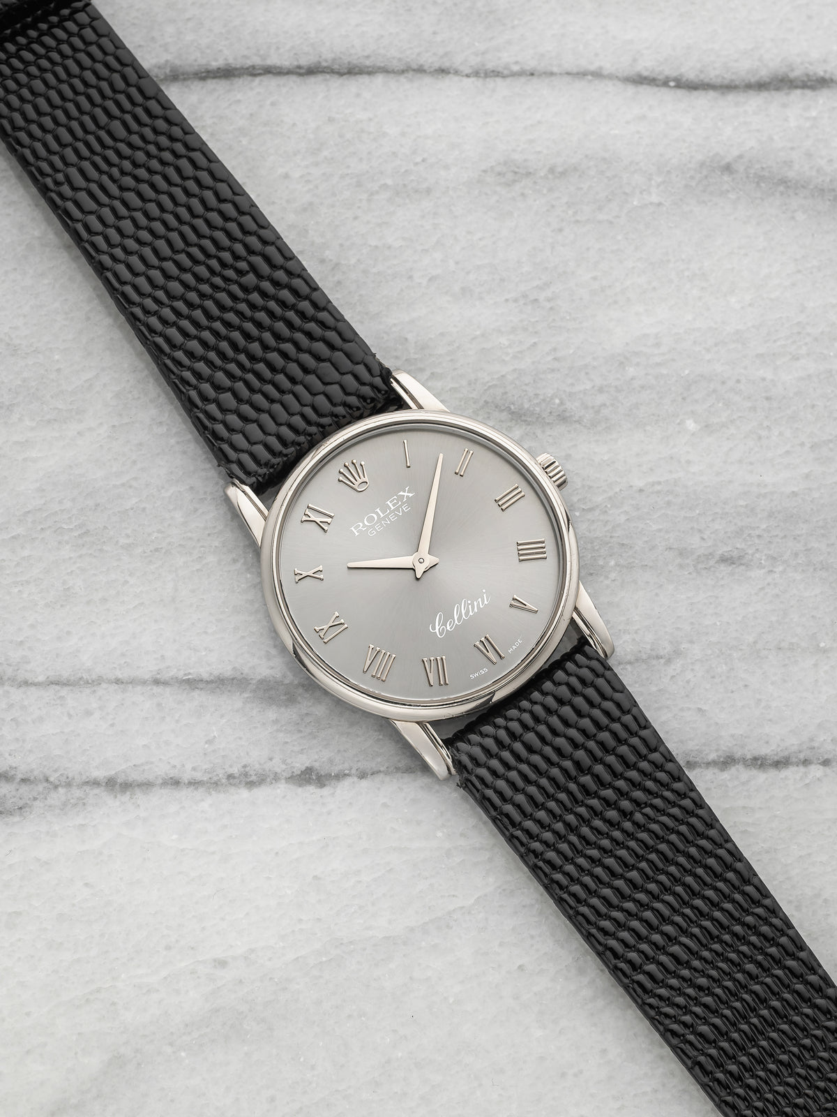 2006 Rolex Cellini 5116 18K White Gold Grey Sunburst Roman Dial Manual 32mm