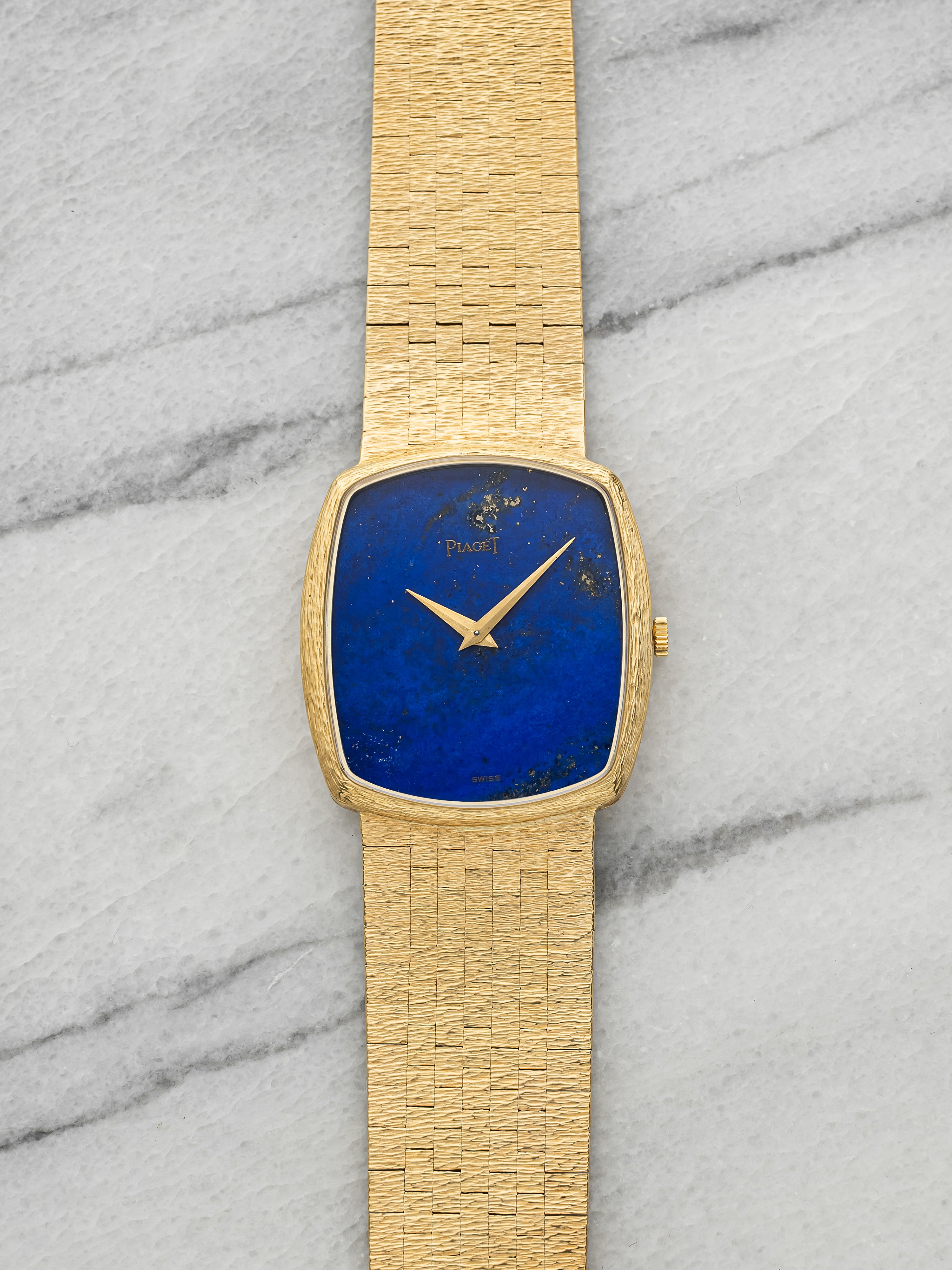 Vintage 1970s Piaget 9741 18K Yellow Gold Lapis Lazuli Dial Manual 29mm