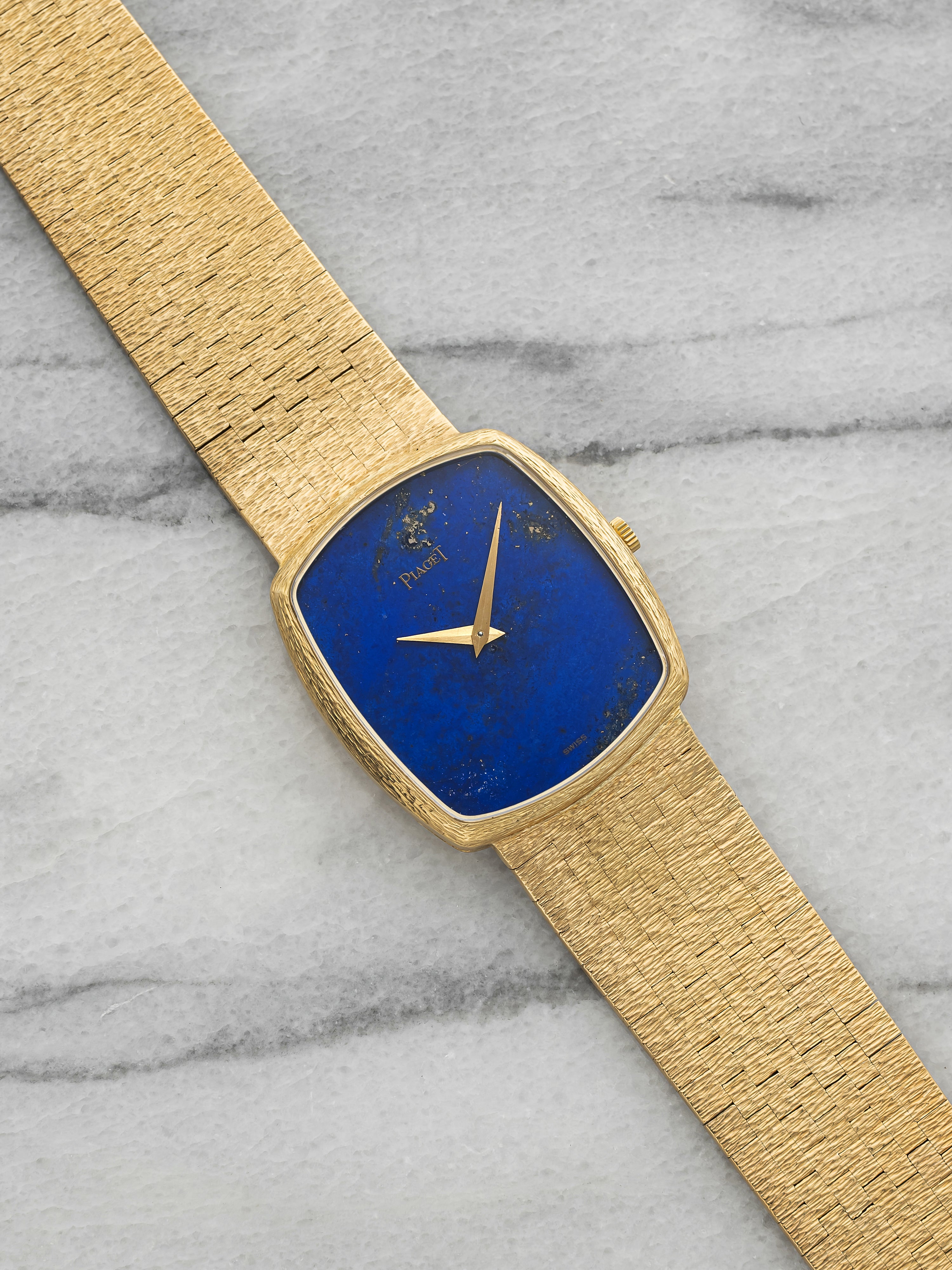 Vintage 1970s Piaget 9741 18K Yellow Gold Lapis Lazuli Dial Manual 29mm