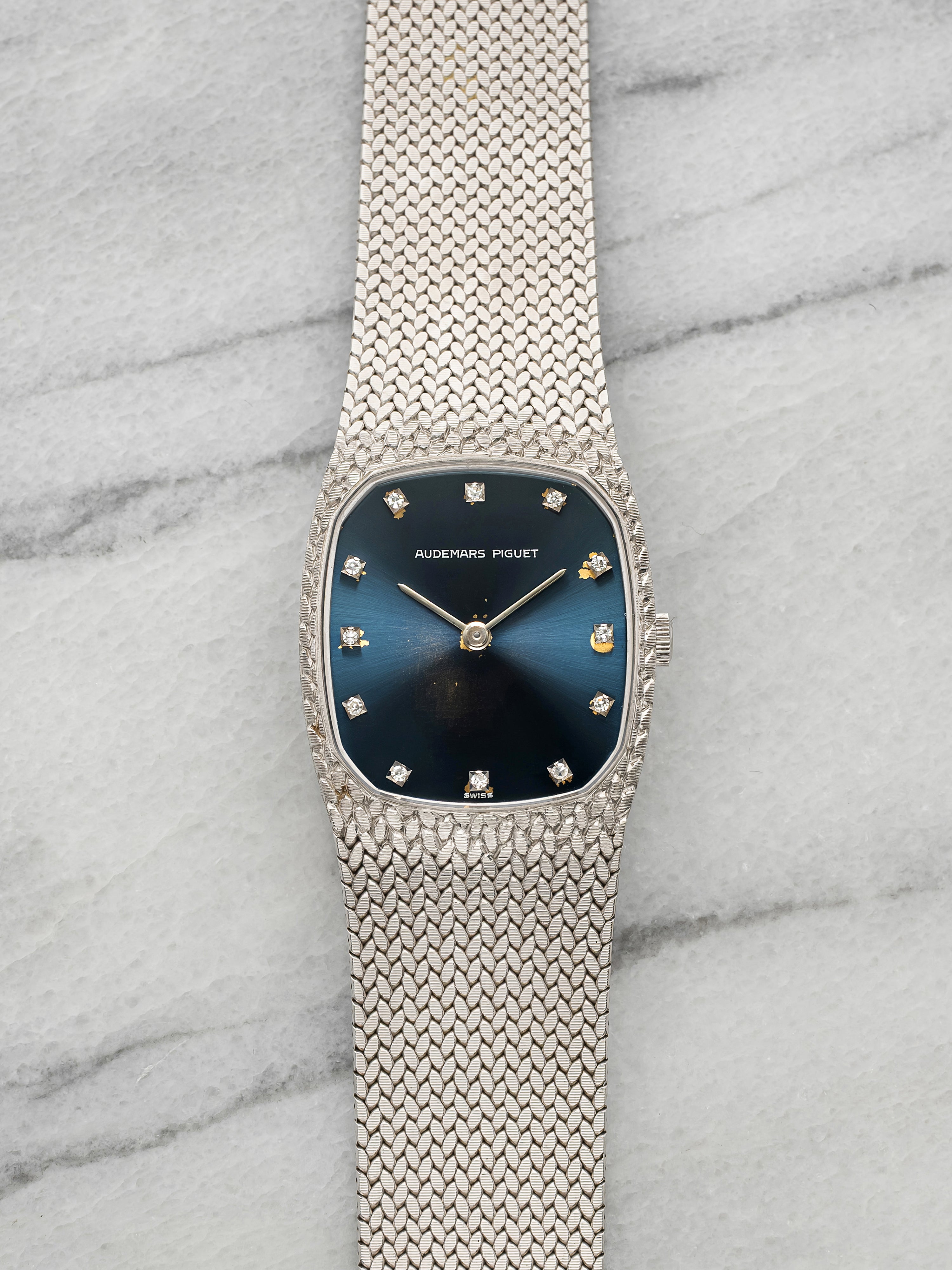 Vintage 1980s Audemars Piguet Cobra 18K WG Blue Diamond Dial Manual 27mm