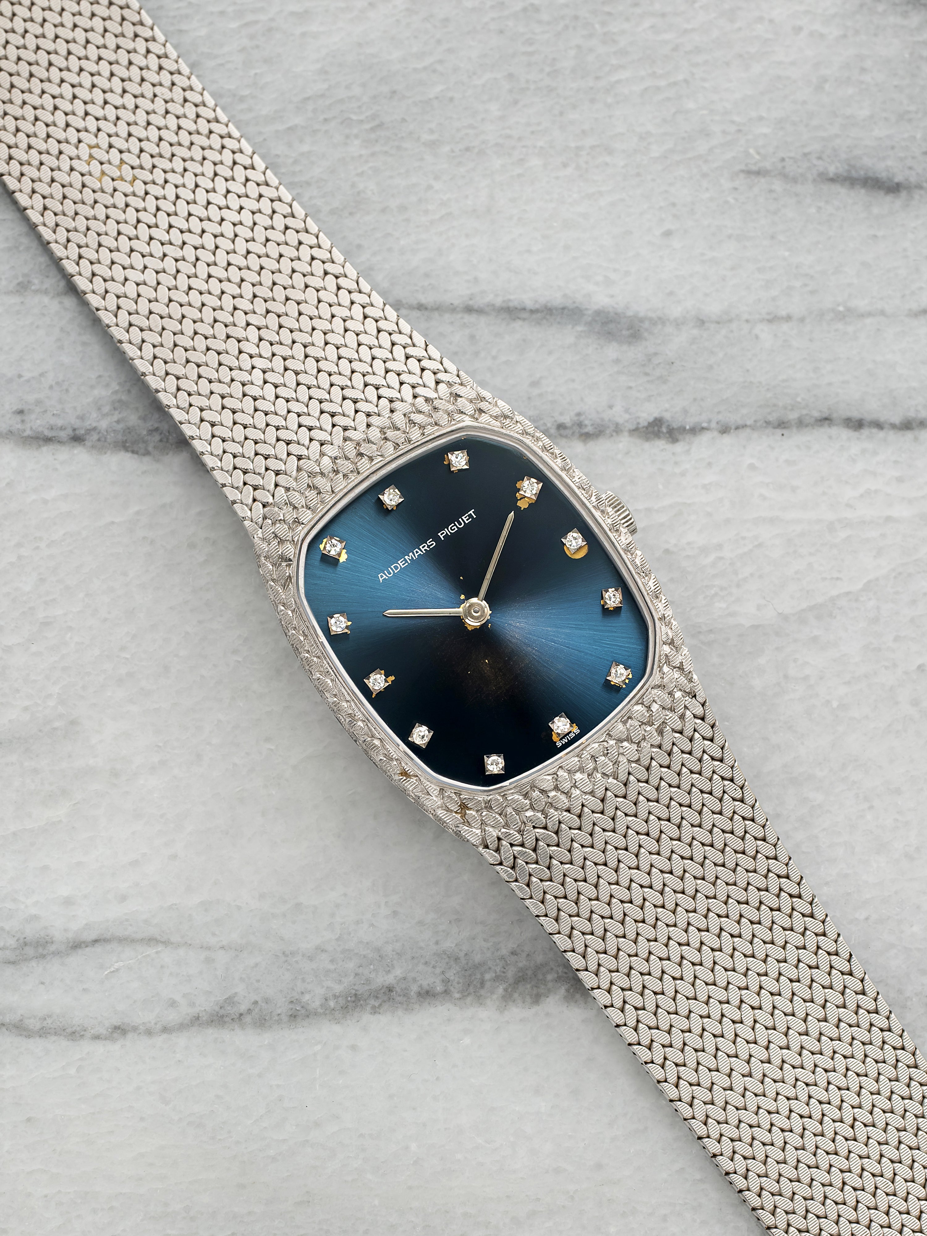 Vintage 1980s Audemars Piguet Cobra 18K WG Blue Diamond Dial Manual 27mm
