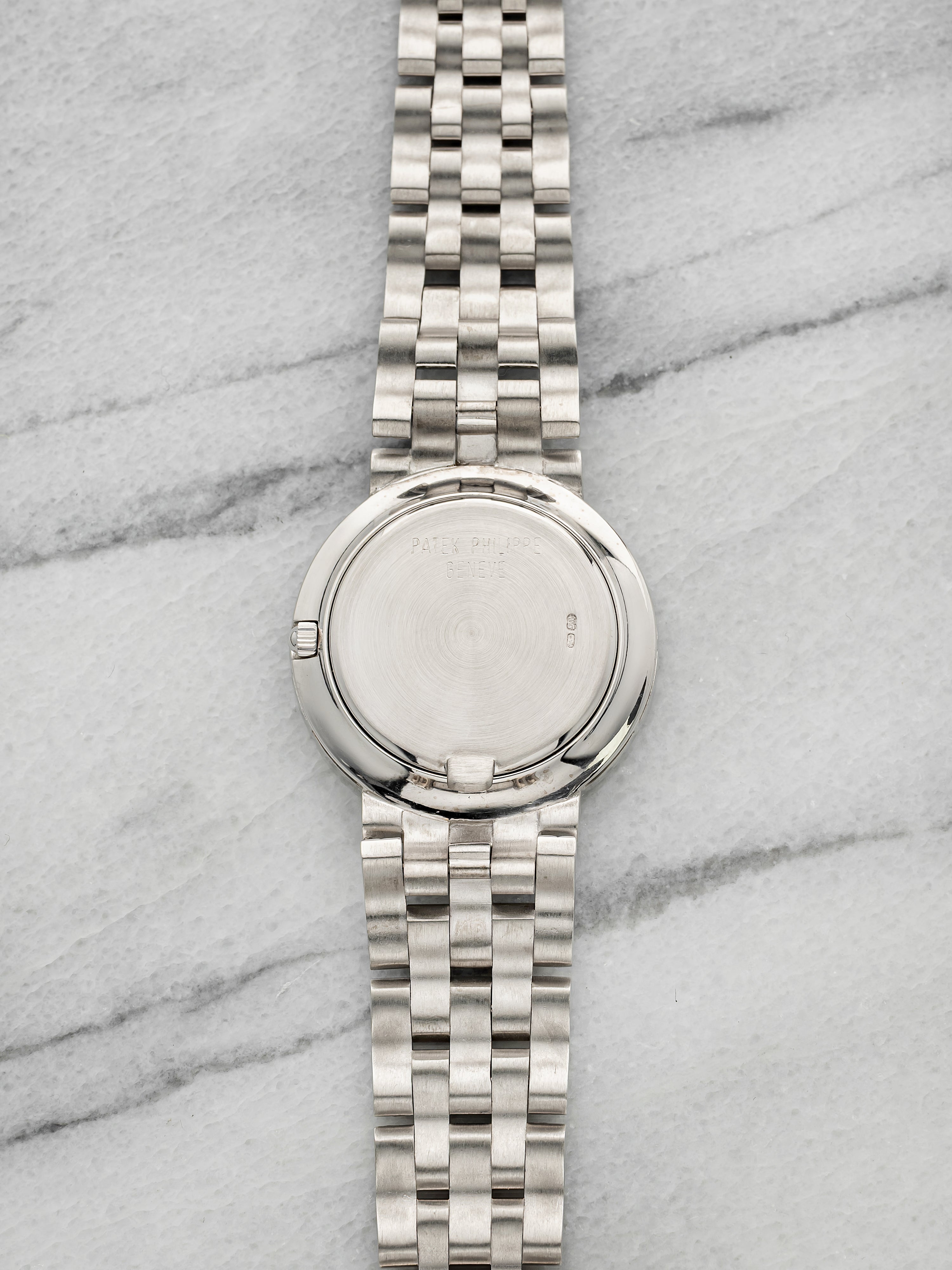 Vintage 1980s Patek Philippe 3982/1G 18K WG Diamond Sapphire Dial Quartz 32mm