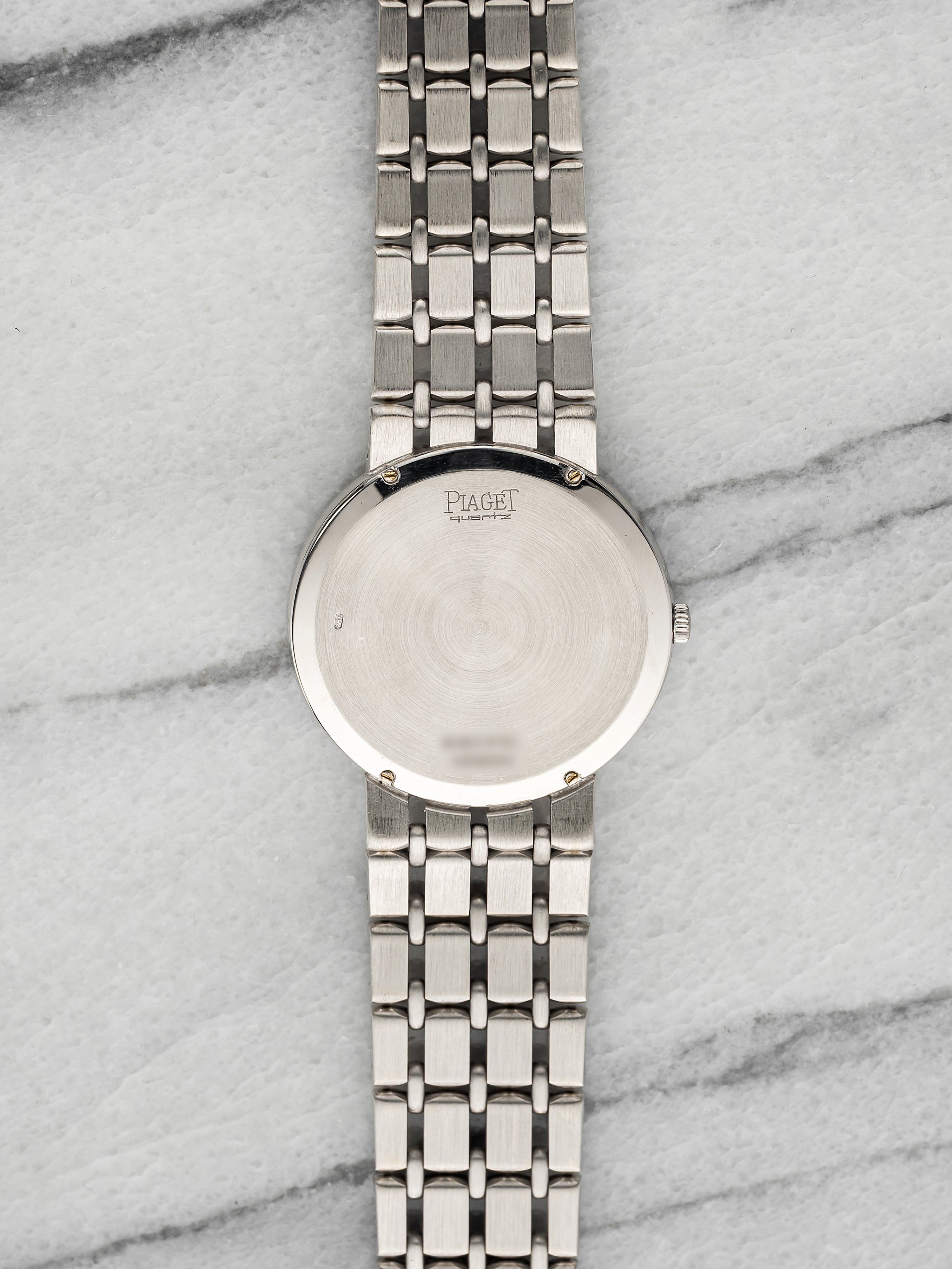 Vintage 1980s Piaget 8065 K61 18K White Gold Lapis Diamond Dial Quartz 32mm