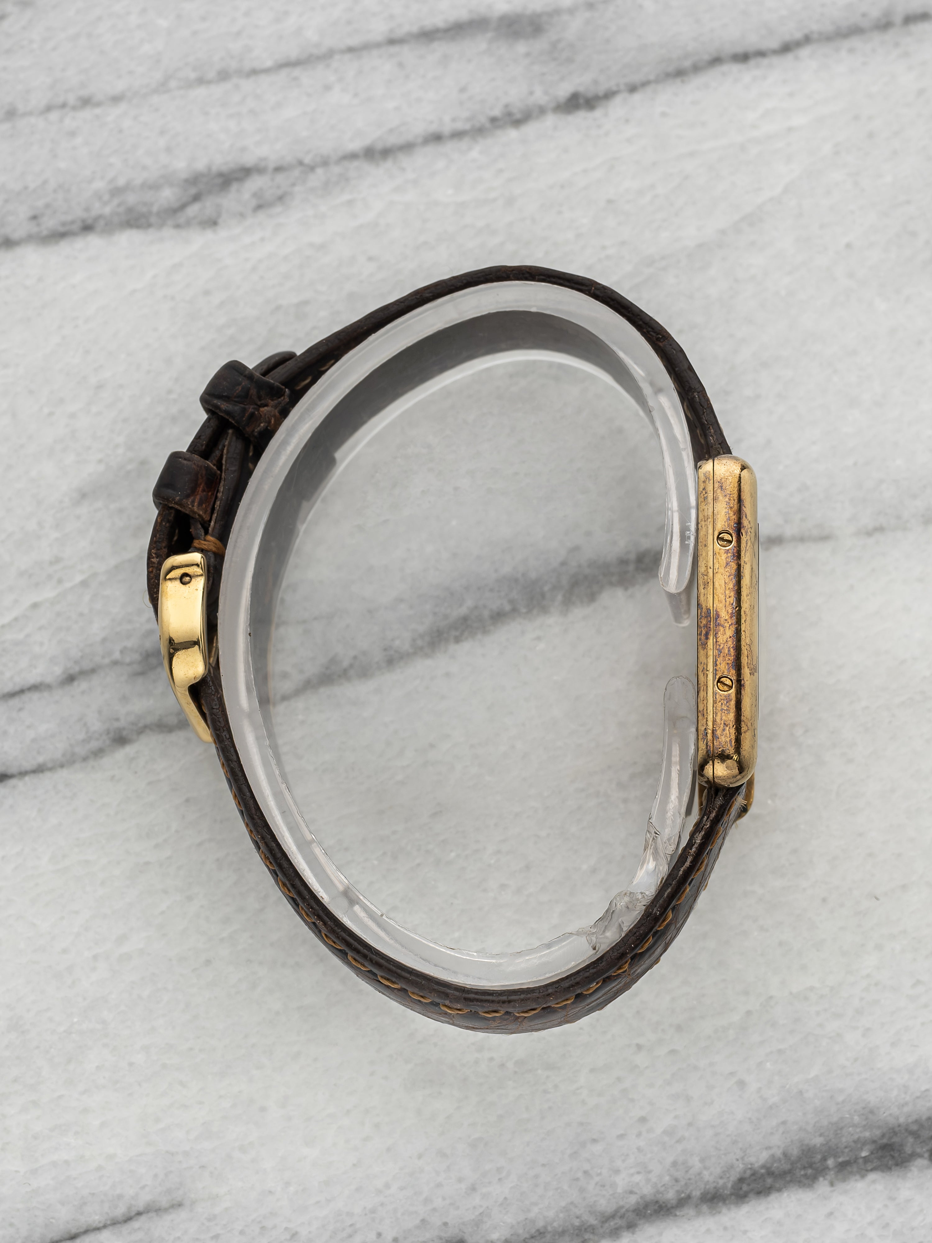 Vintage 1980s Cartier Lady Must de Cartier Tank Vermeil Line Dial Quartz 21mm