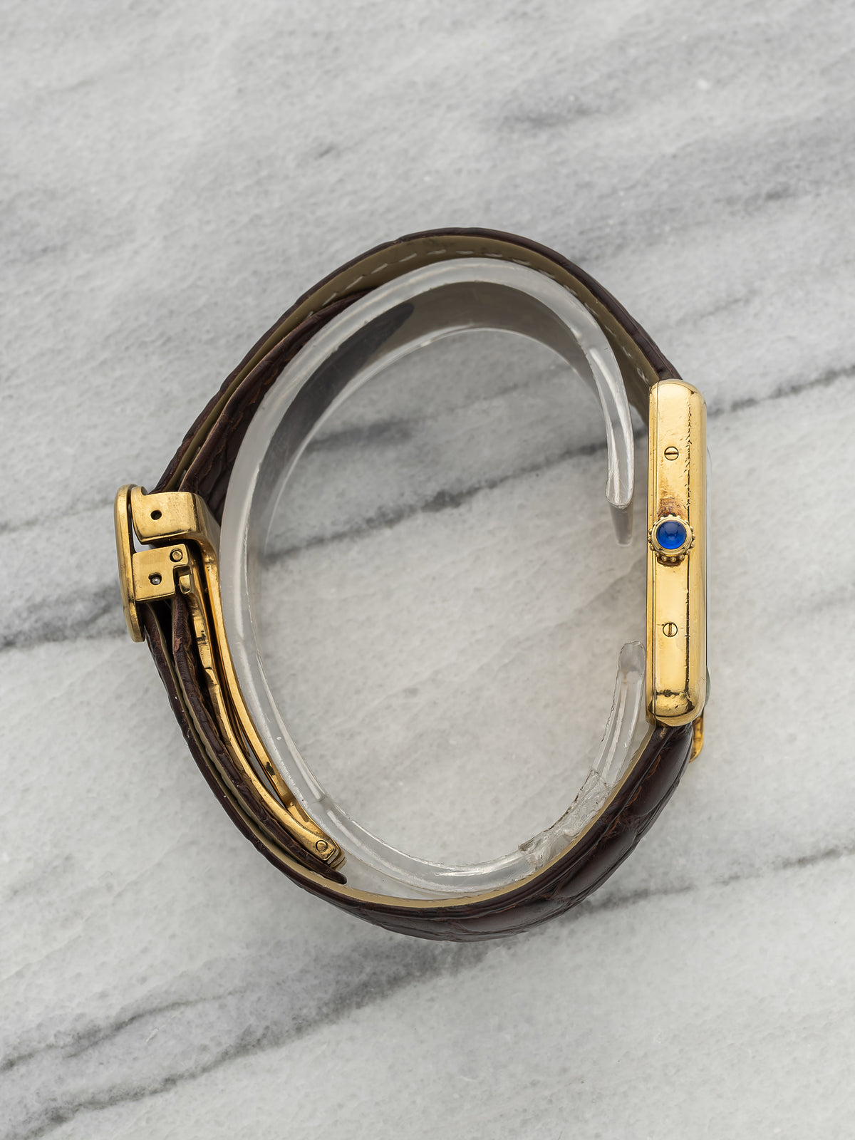 2000s Cartier Must de Tank 2413 Gold Vermeil Roman Lemon Dial Quartz 25mm