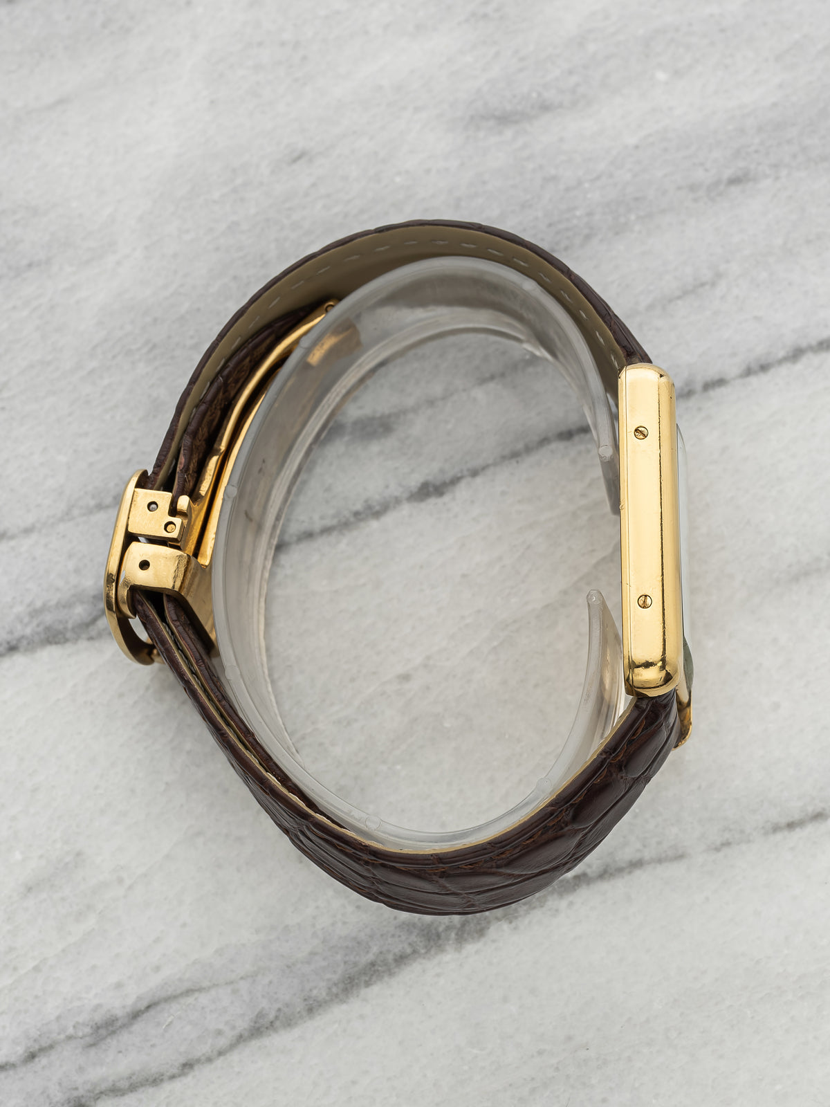 2000s Cartier Must de Tank 2413 Gold Vermeil Roman Lemon Dial Quartz 25mm
