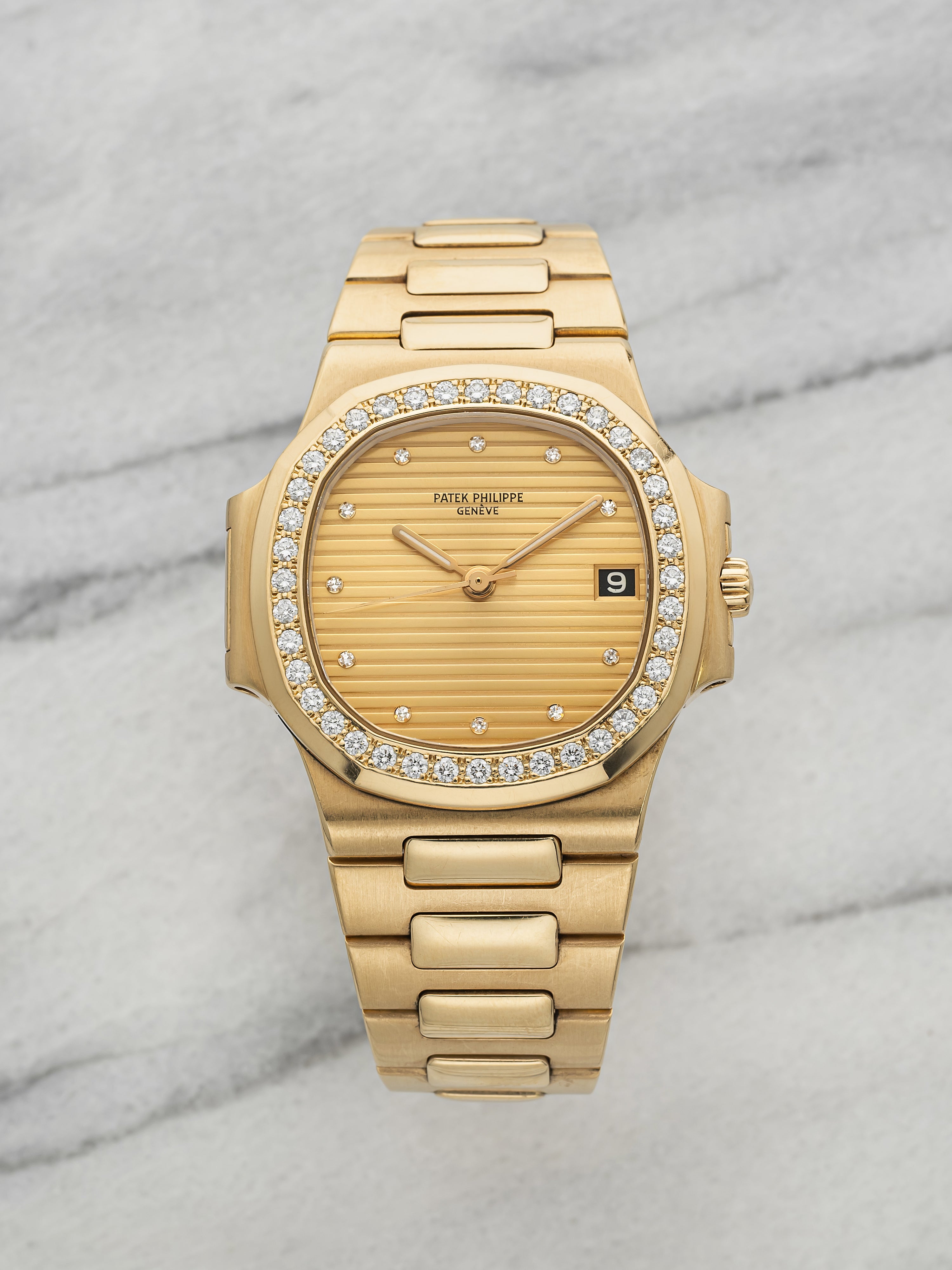 Patek Philippe Nautilus 3800/3 - 18K Yellow Gold Gilt Dial Factory Diamond Bezel