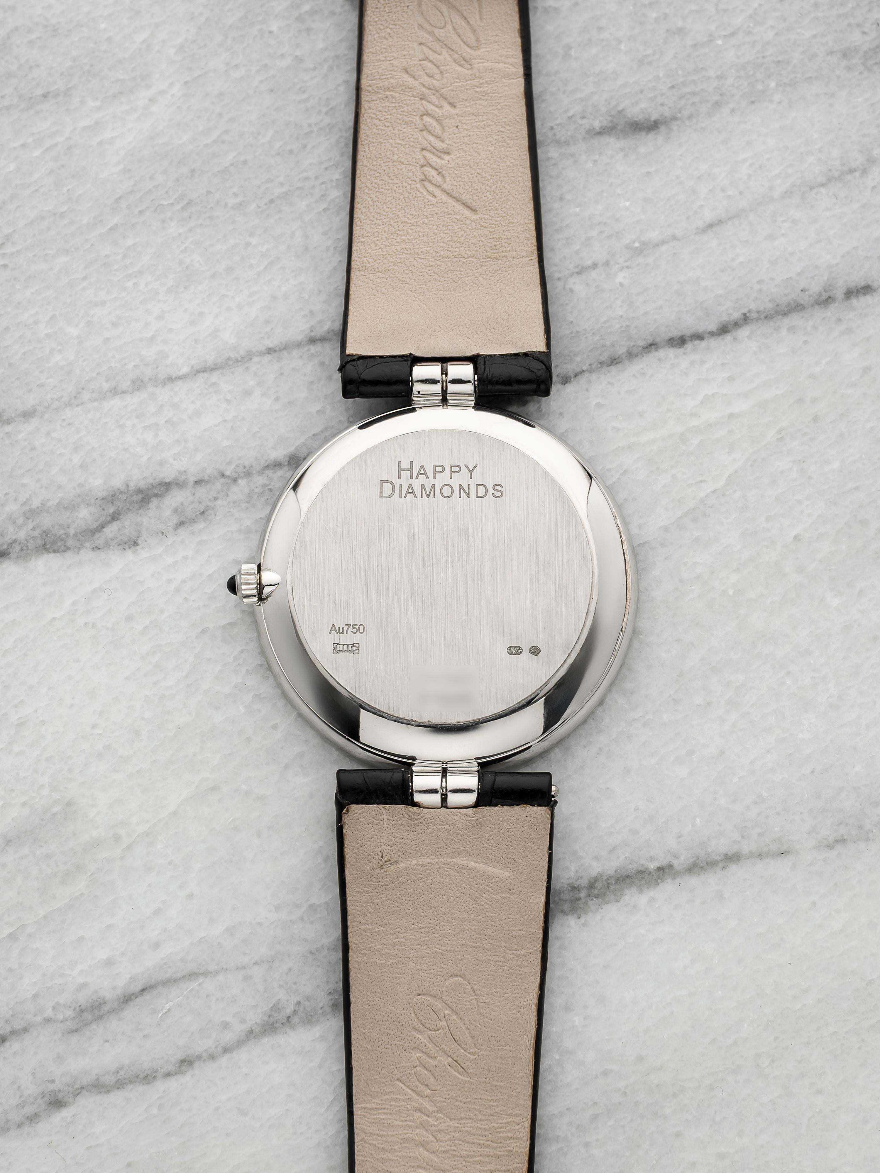 2000s Chopard Happy Diamonds 18K White Gold Kinetic Diamond Dial Quartz 33mm