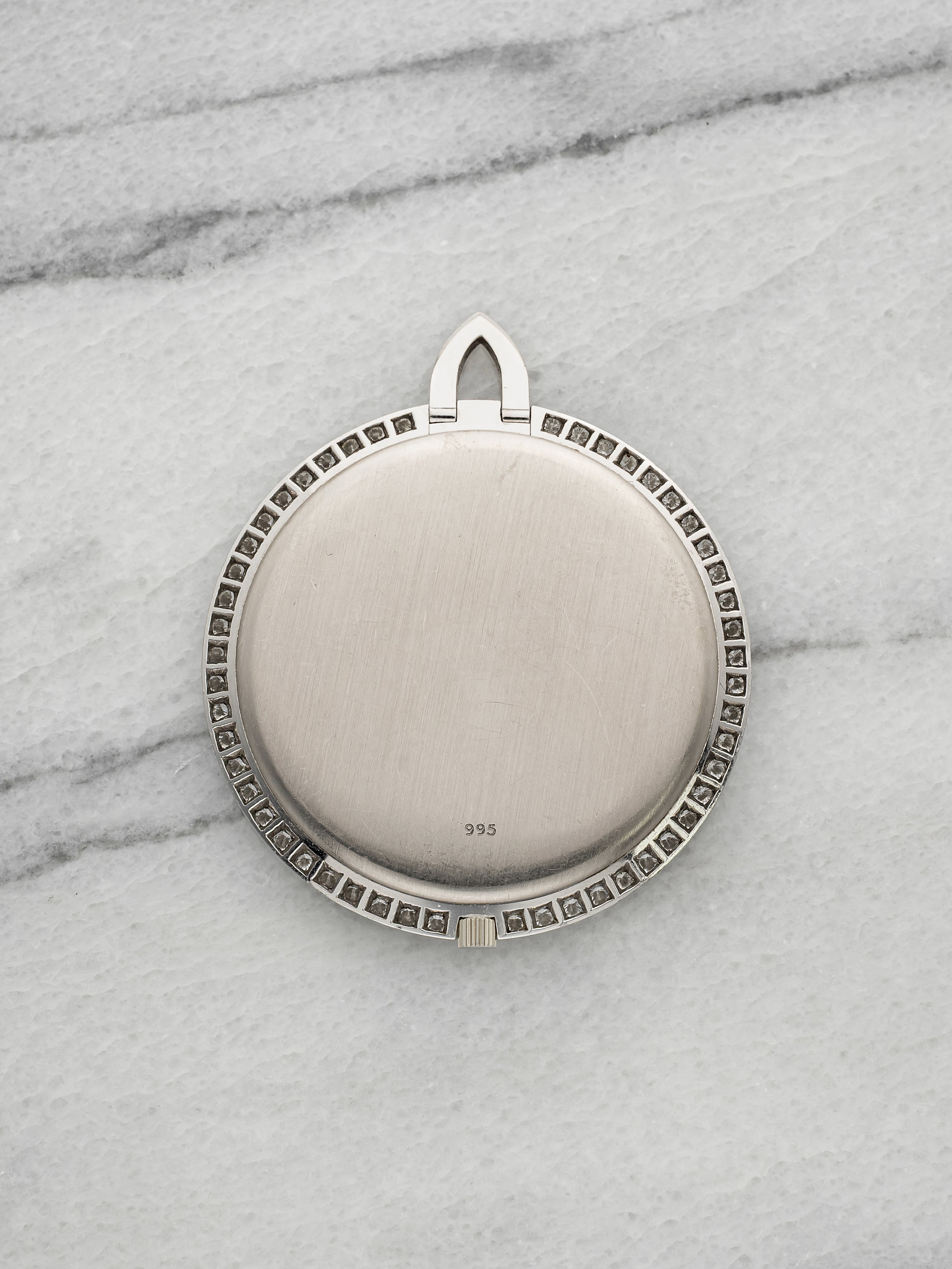 Vintage 1960s Piaget Pocket Watch 995 18K WG Lapis Lazuli Diamond Manual 42mm