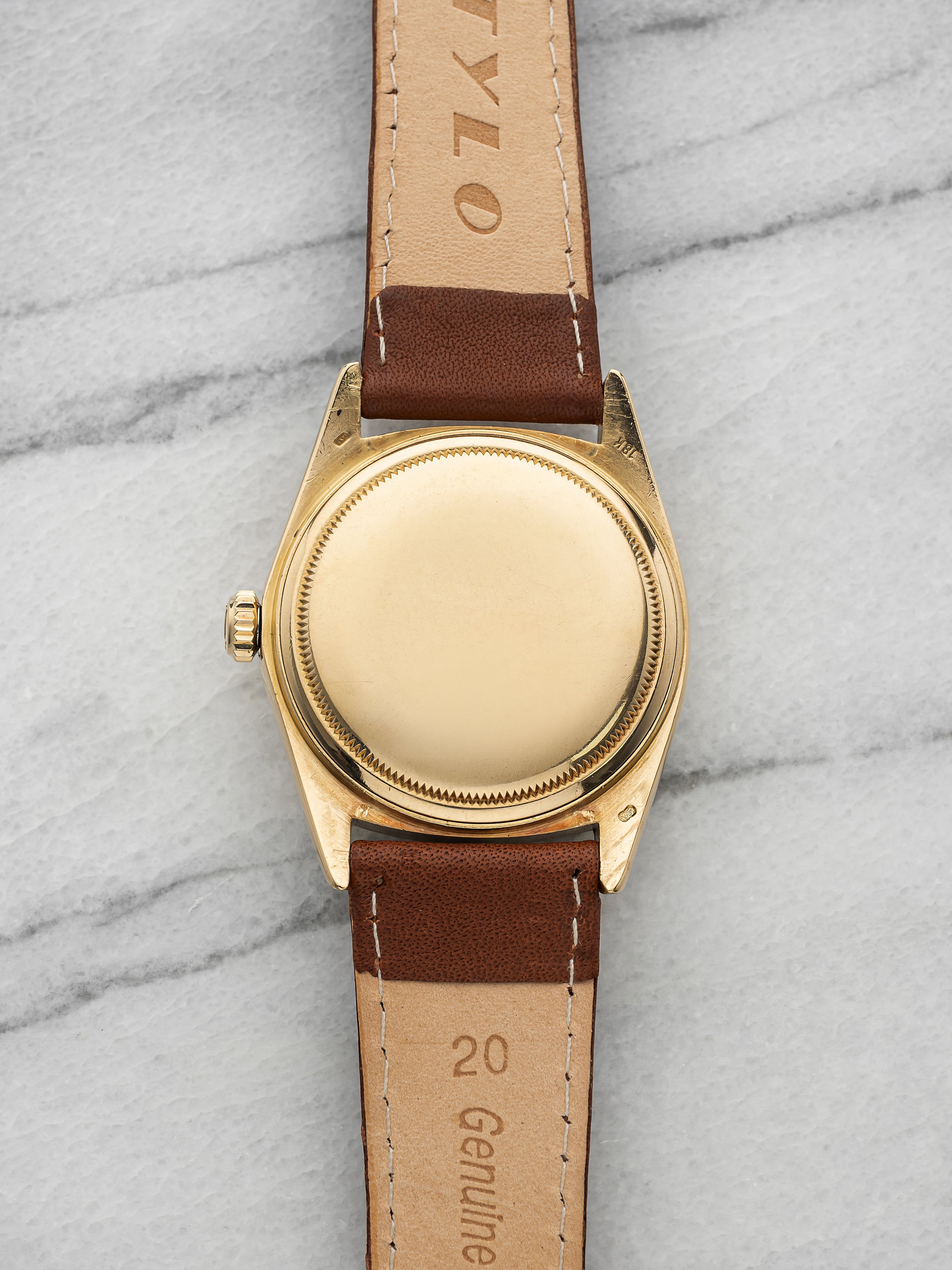 Vintage 1982 Rolex Day-Date 18038 18K Yellow Gold Champagne Linen Dial Auto 36mm