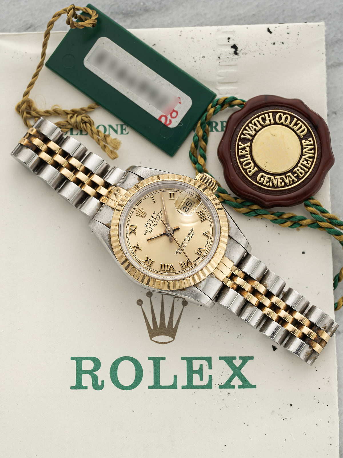 Vintage 1990 Rolex Lady Datejust 69173 Two-Tone Champagne Roman Dial Auto 26mm