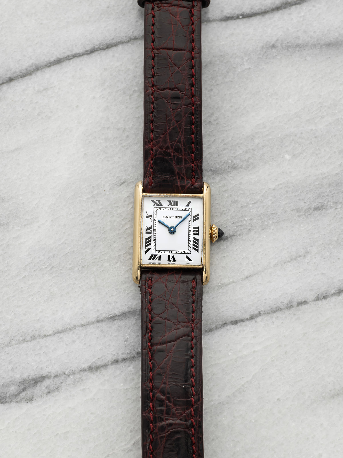 Vintage 1970s Cartier Lady Tank Louis 67117 18K YG White Roman Dial Manual 19mm