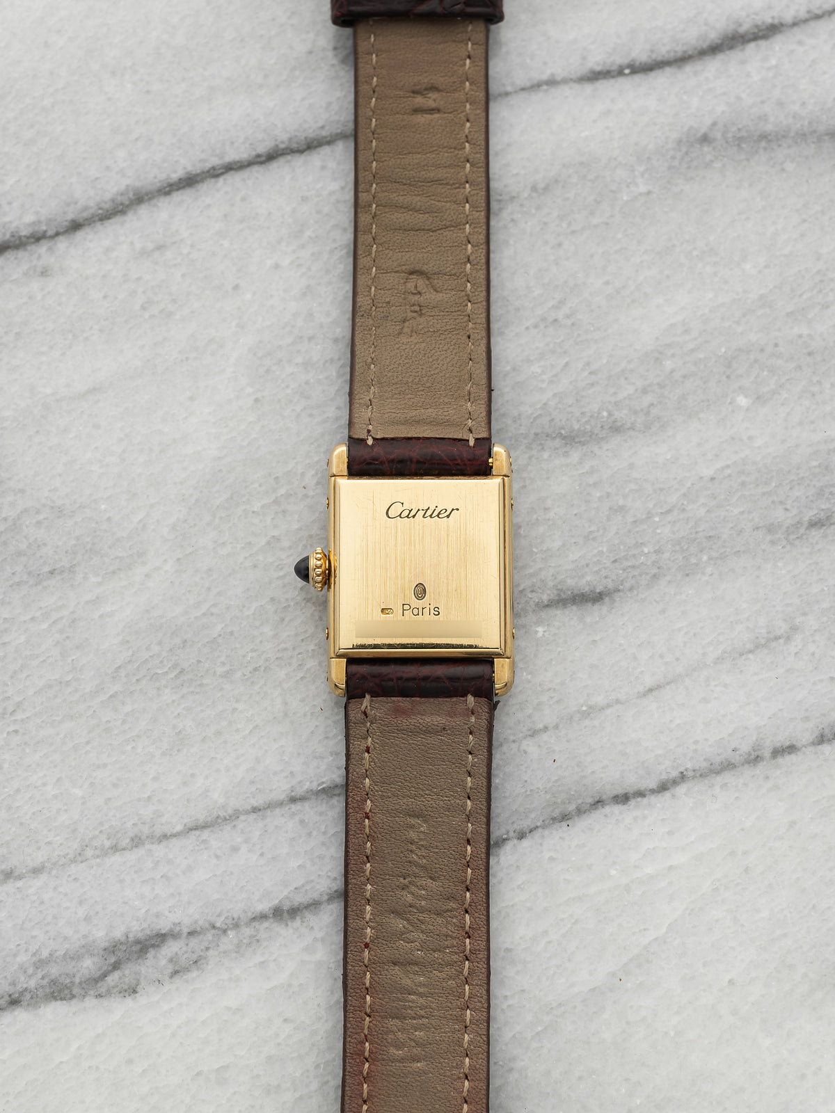 Vintage 1970s Cartier Lady Tank Louis 67117 18K YG White Roman Dial Manual 19mm