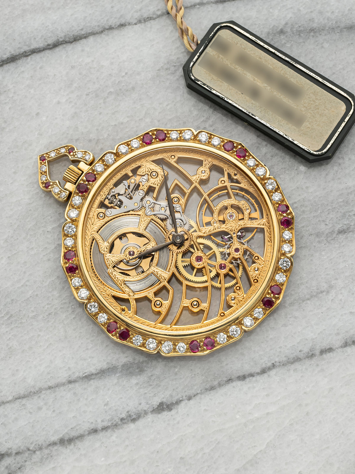 Vintage 1980s Audemars Piguet Pocket Watch BA35729 18K YG Diamond Ruby 45mm