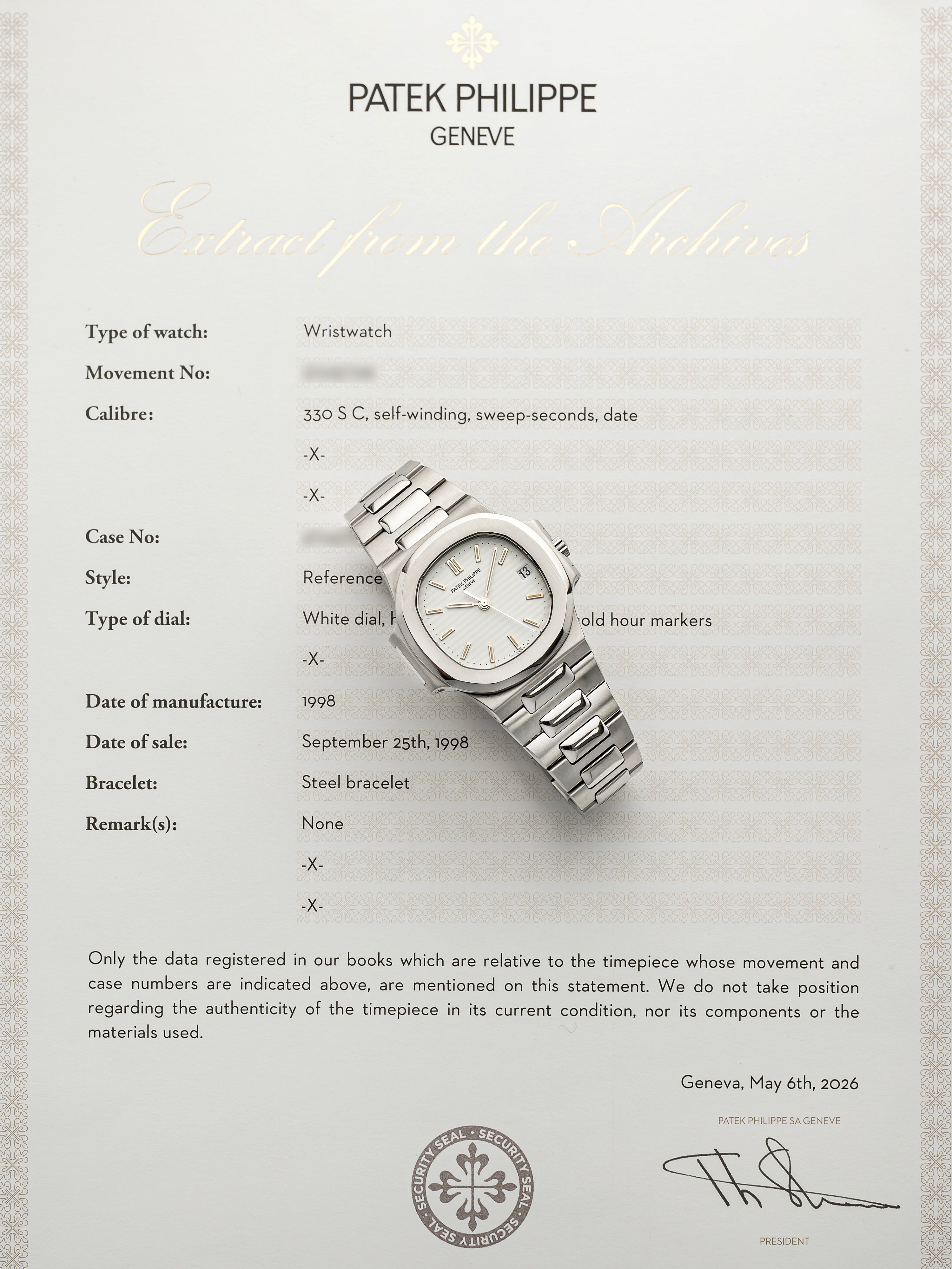Patek Philippe Nautilus 3800 - Stainless Steel, White Dial