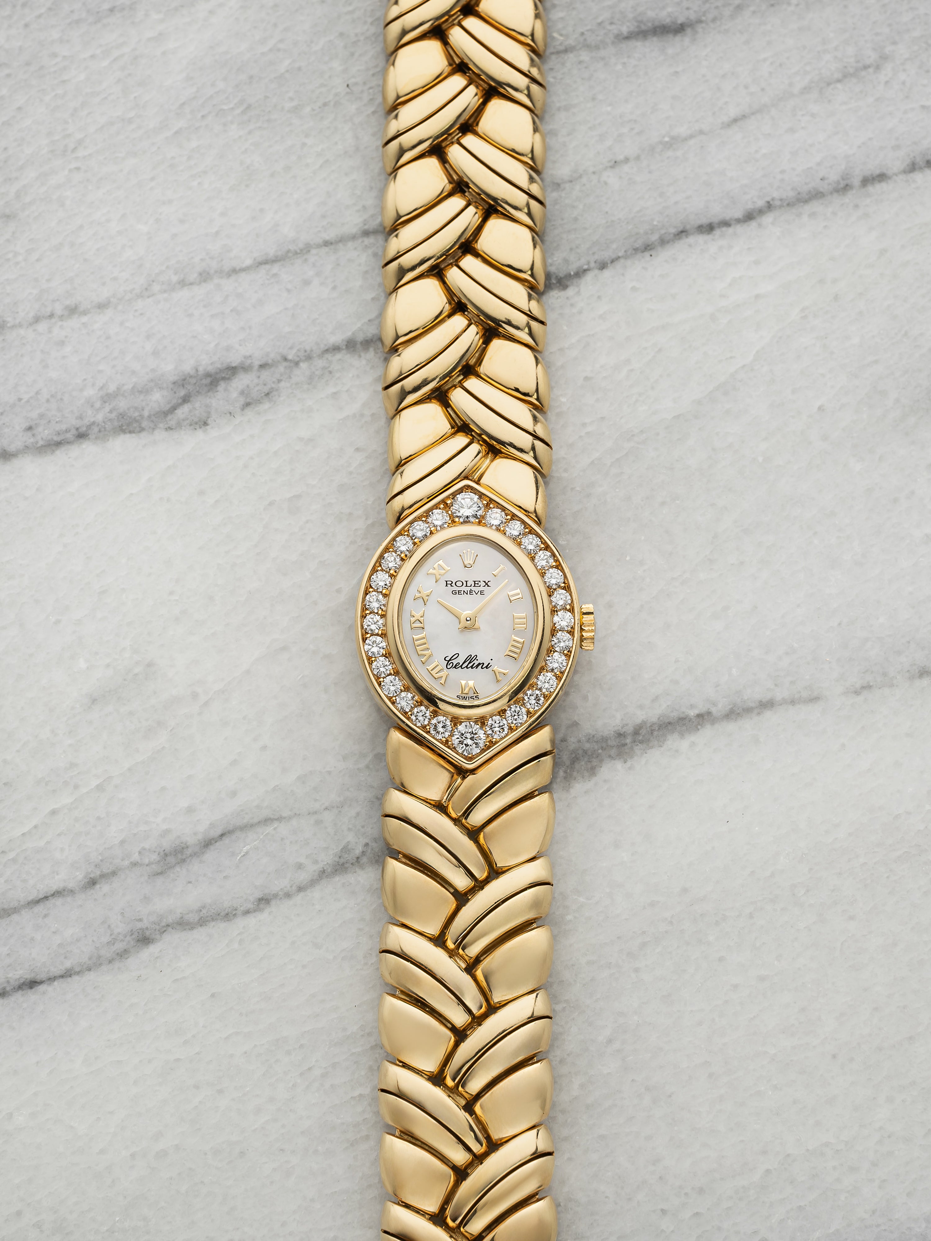 Vintage 1990 Ladies Rolex Cellini 2722 18K YG Mother of Pearl Dial Manual 22mm