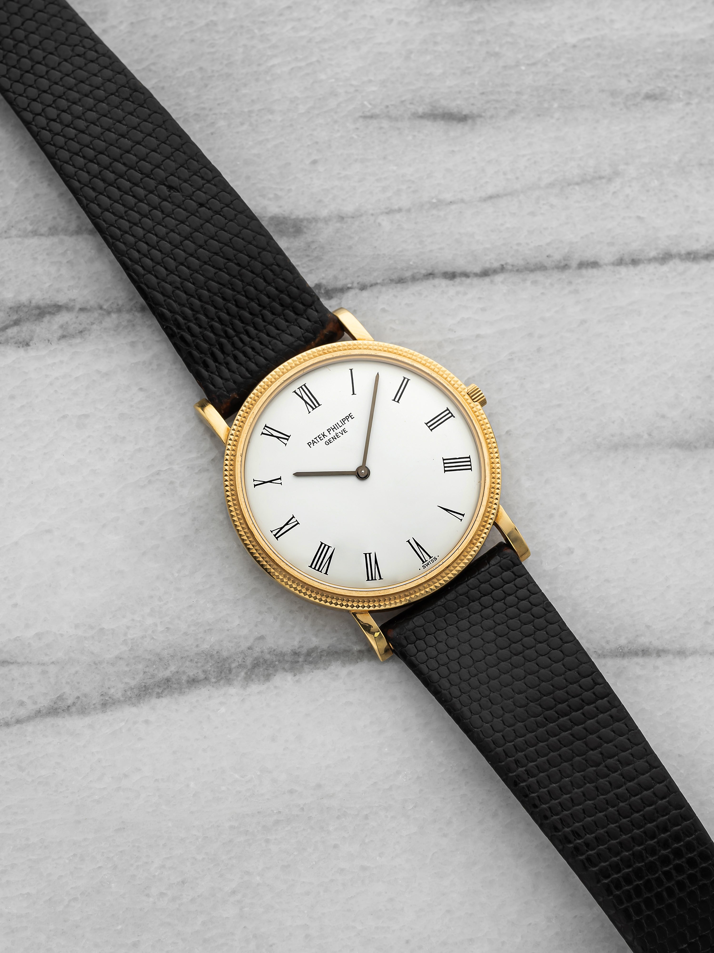 Vintage 1983 Patek Philippe Calatrava 3520 Gold White Roman Dial Manual 33mm