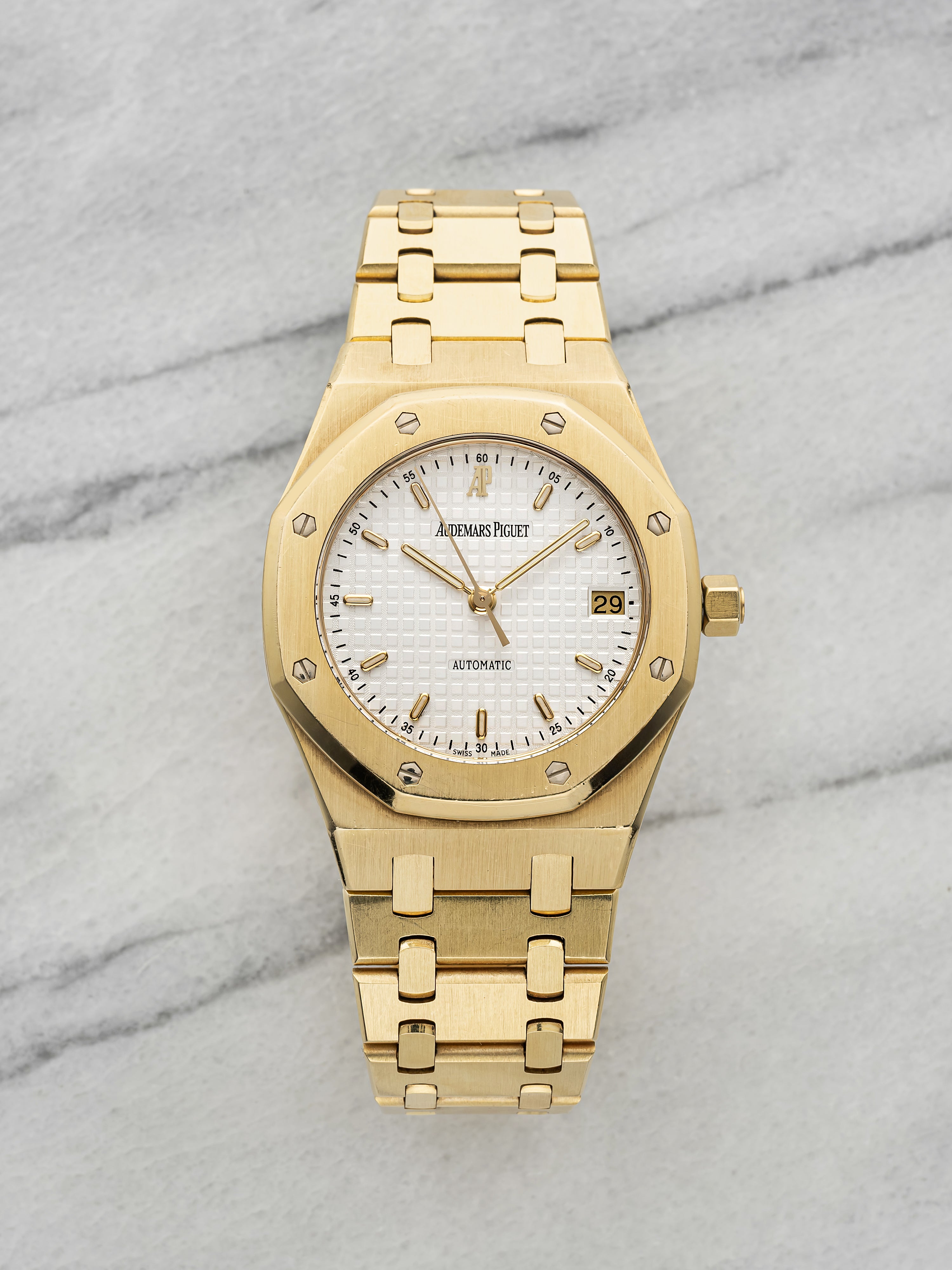 2000s Audemars Piguet Royal Oak 14790BA 18K YG White Tapisserie Dial Auto 36mm