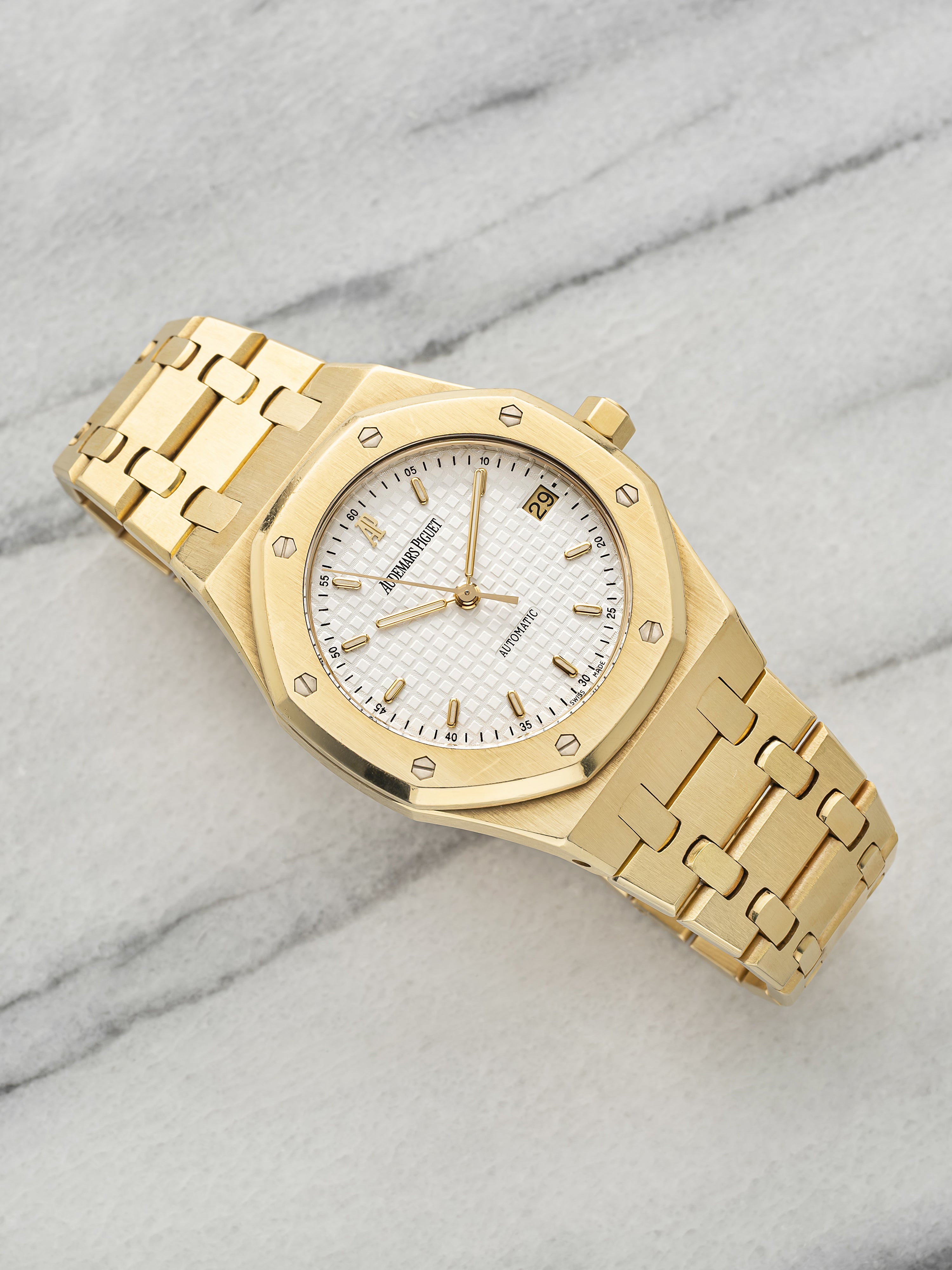 2000s Audemars Piguet Royal Oak 14790BA 18K YG White Tapisserie Dial Auto 36mm