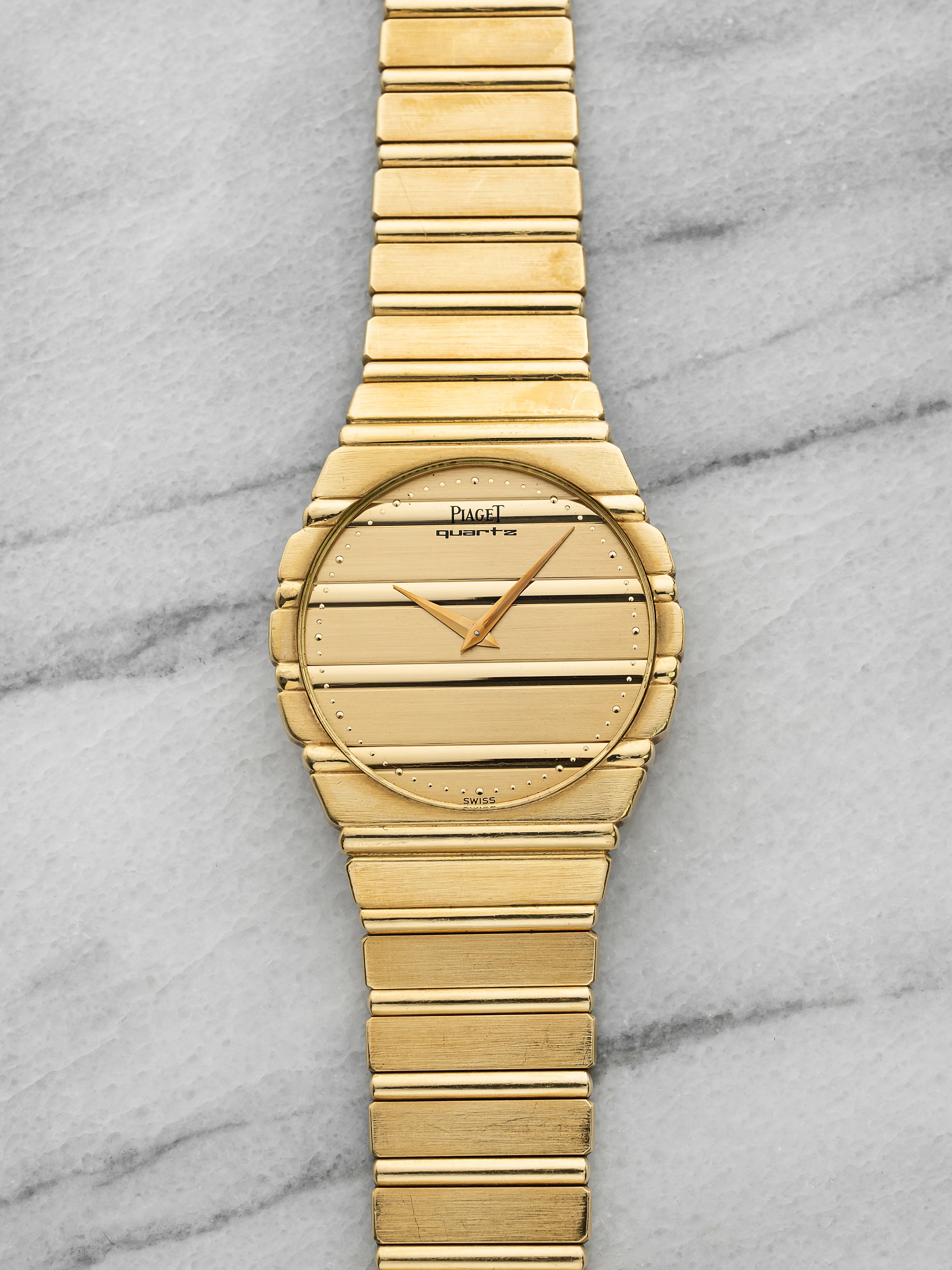 Vintage 1970s Piaget Polo 7661 C701 18K Yellow Gold Quartz 34mm