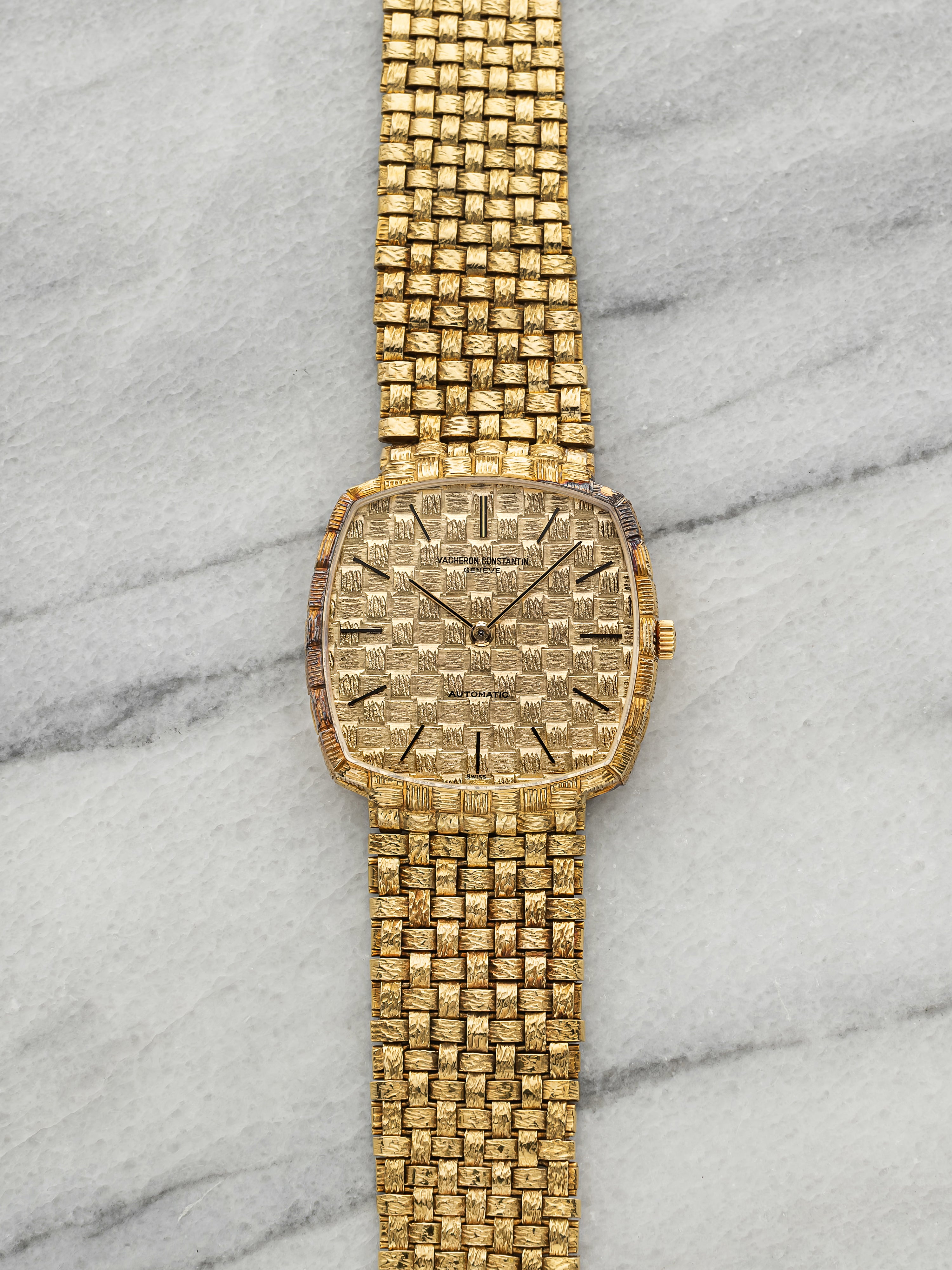 Vintage 1970s Vacheron Constantin 7931 18K YG Basket Weave Dial Auto 31mm