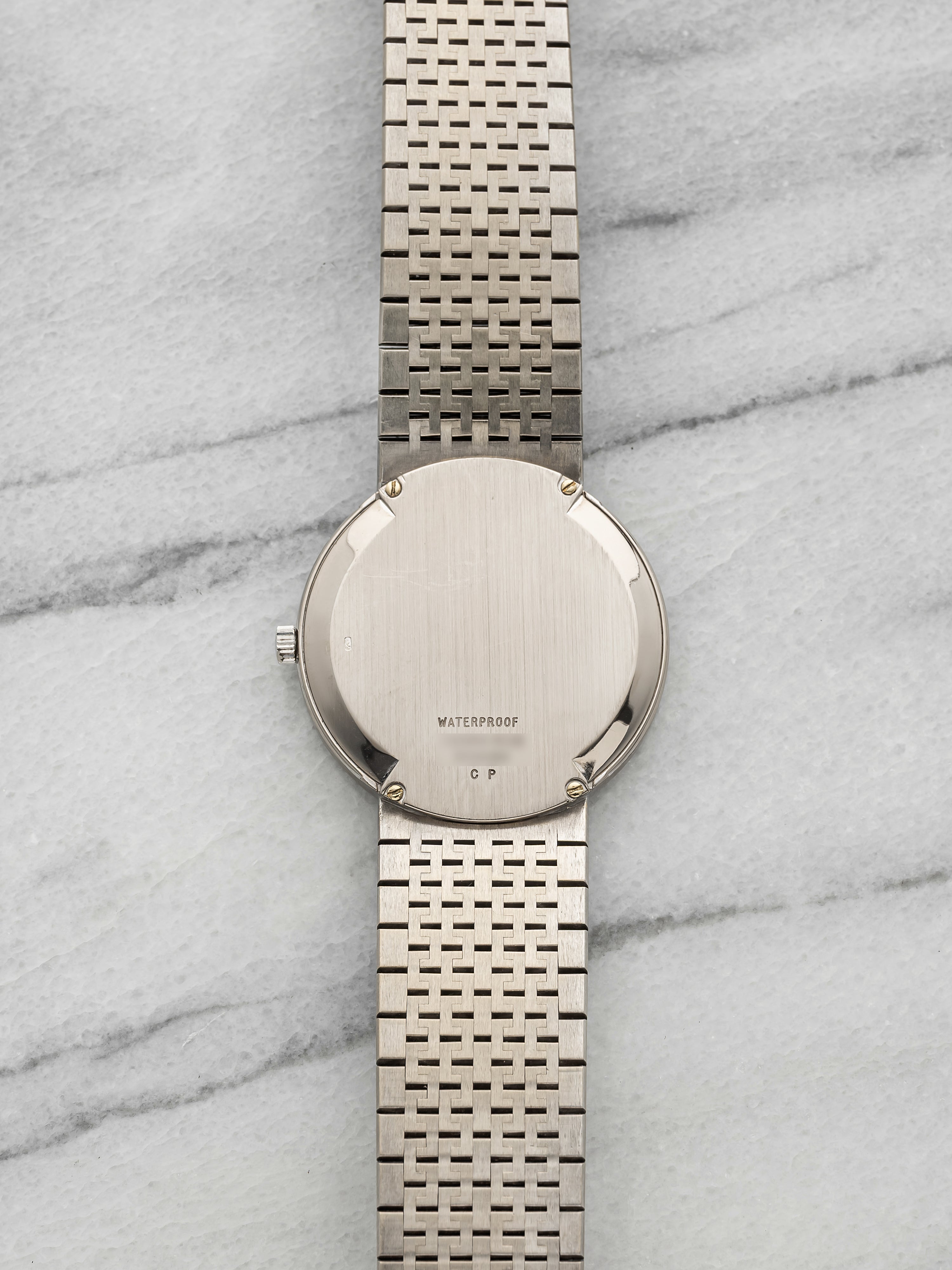Vintage 1975 Piaget Tuxedo 12343A15 18K White Gold Onyx Diamond Dial Auto 34mm