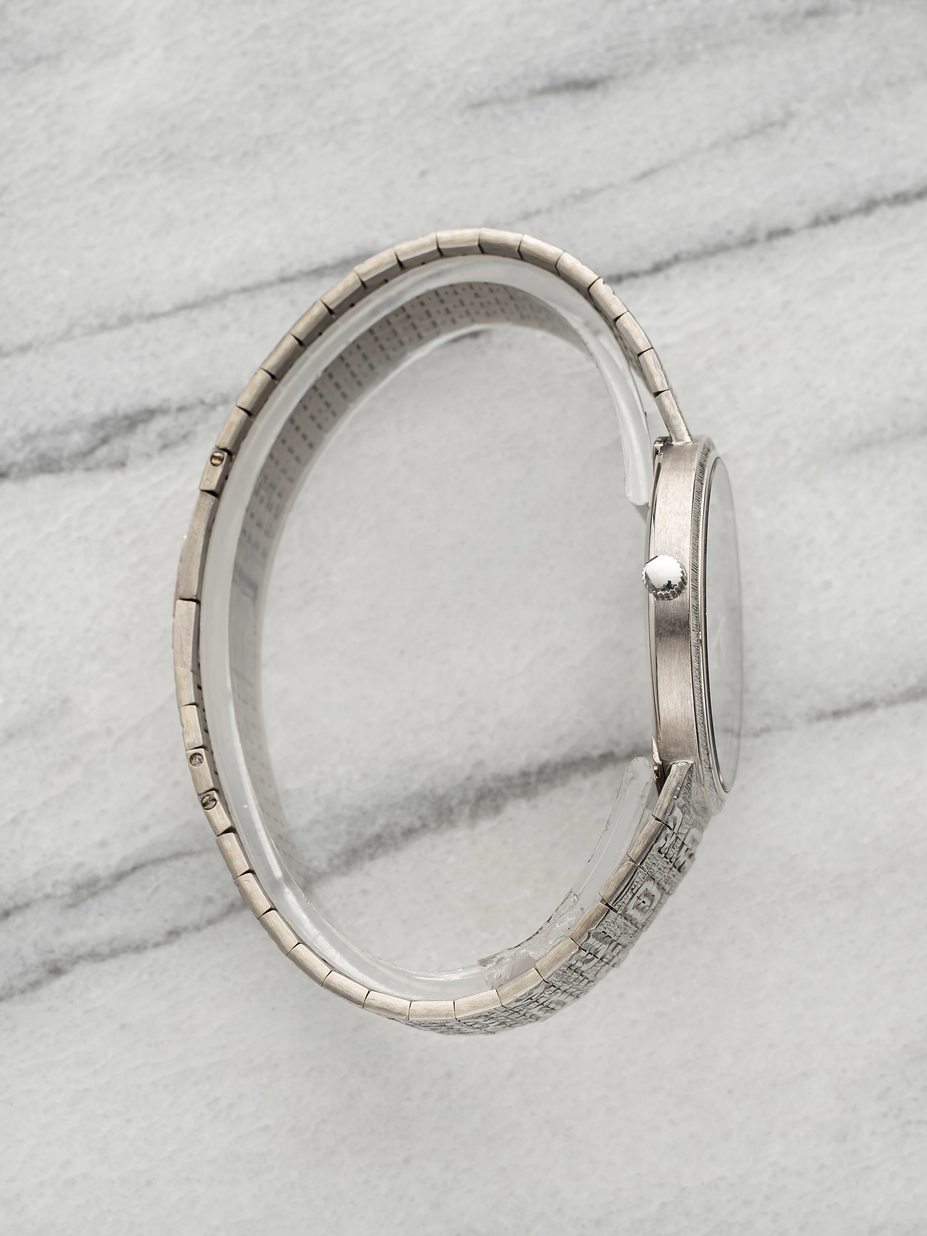 Vintage 1975 Piaget Tuxedo 12343A15 18K White Gold Onyx Diamond Dial Auto 34mm