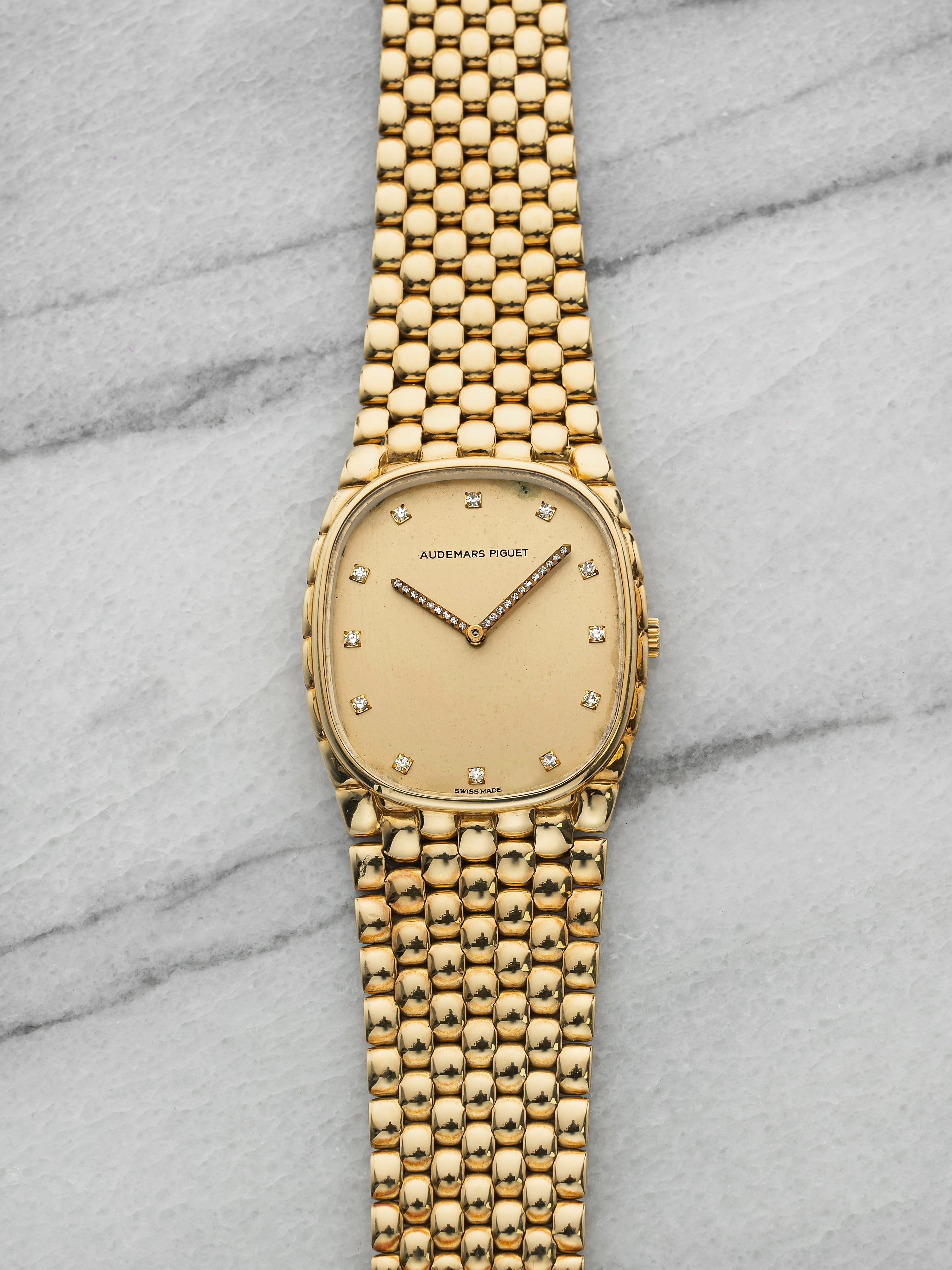 Vintage 1970s Audemars Piguet Cobra 18k Gold Diamond Dial Manual 26mm