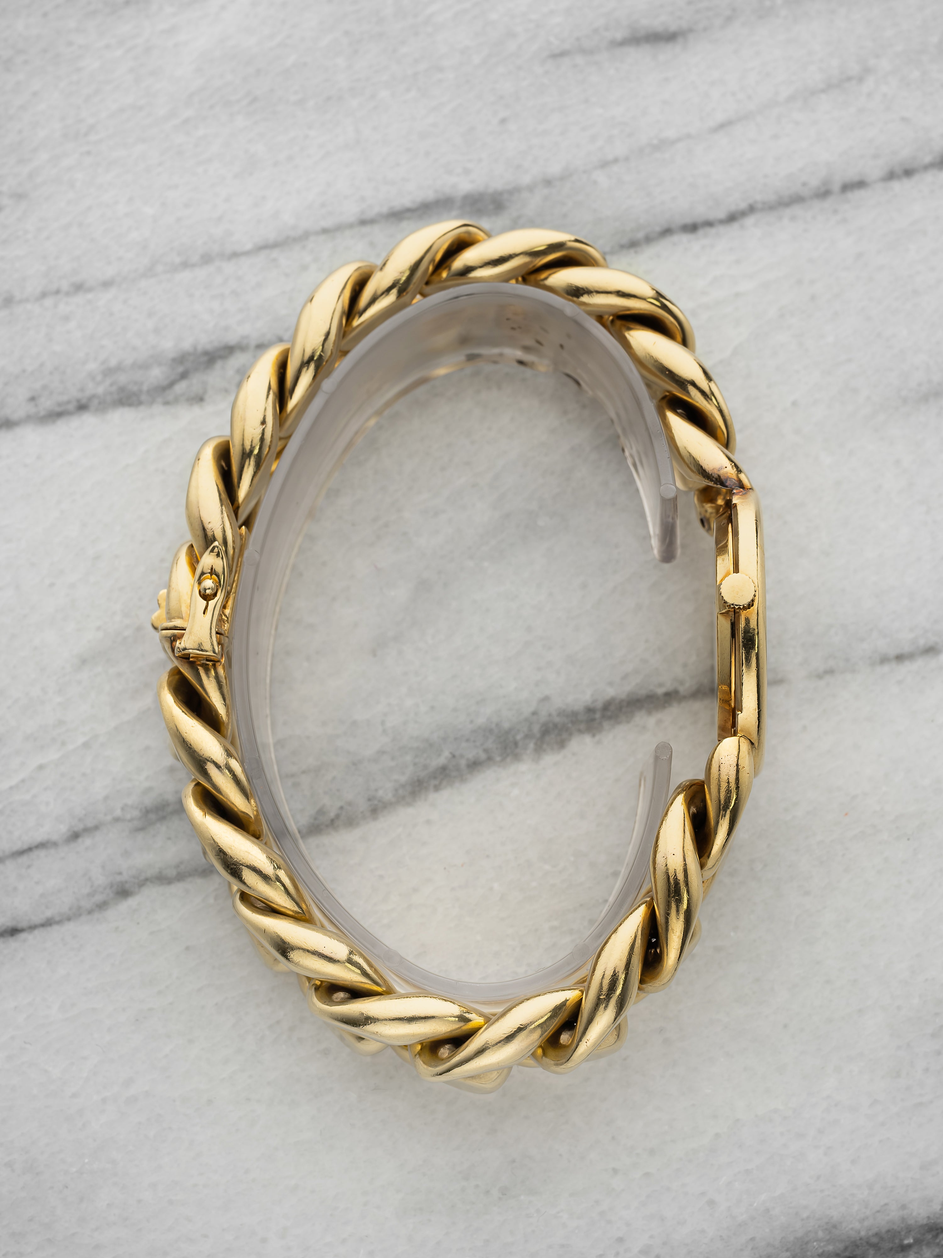 Vintage 1970s Piaget Cuban Link 9812 N160 18k Yellow Gold Foil Dial Manual 24 mm