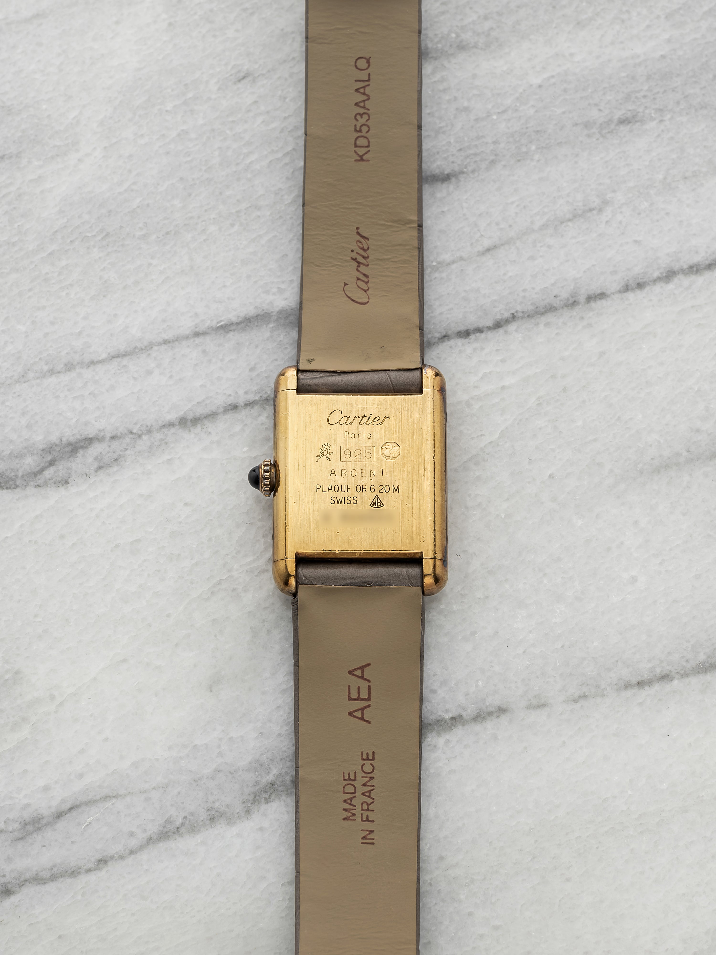 Vintage 1970s Cartier Lady Must Tank Vermeil Tortoise Dial Manual 21mm