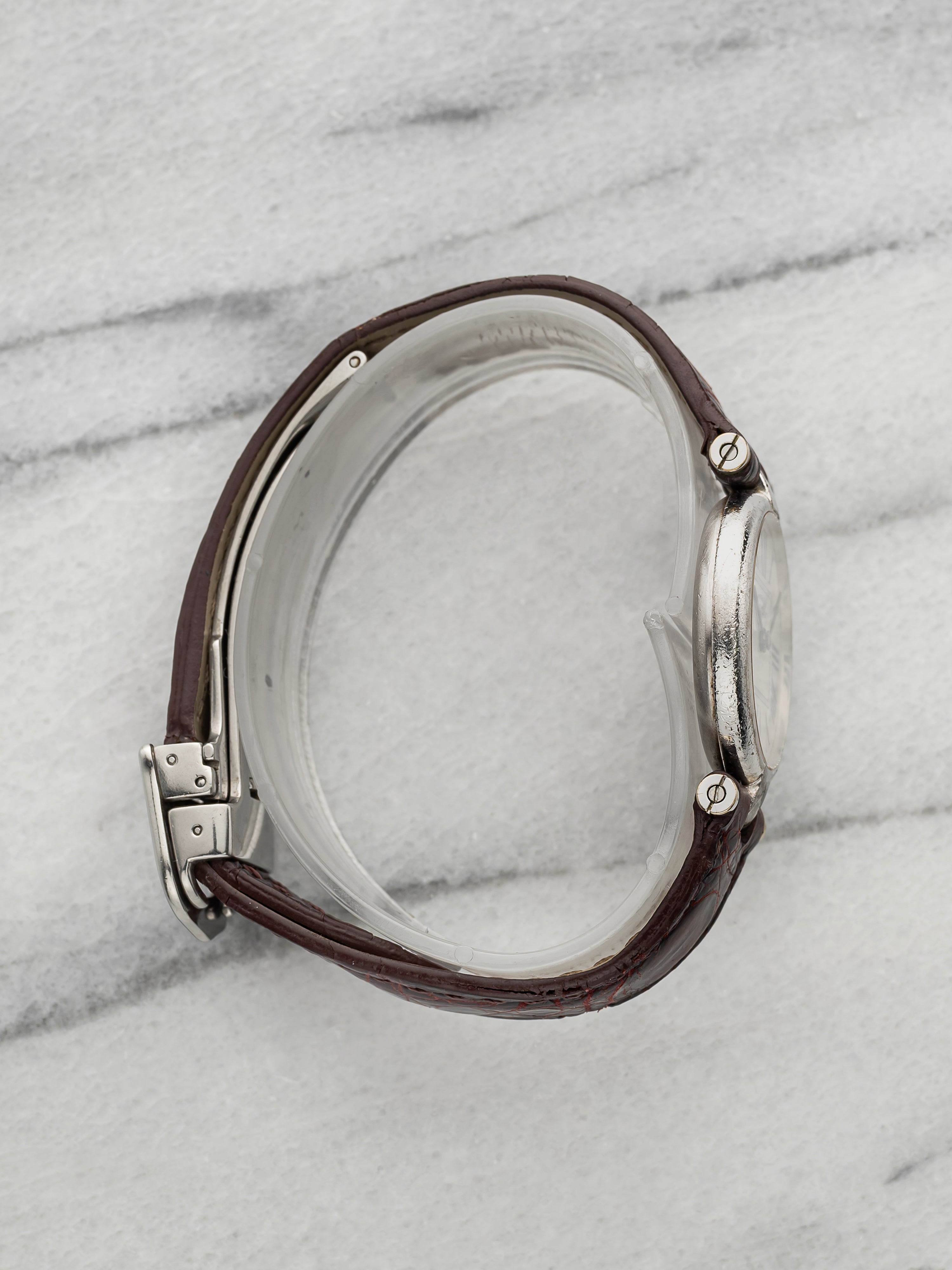 Vintage 1990s Cartier Lady Must Vendome 1850 Sterling Silver Roman Quartz 24mm