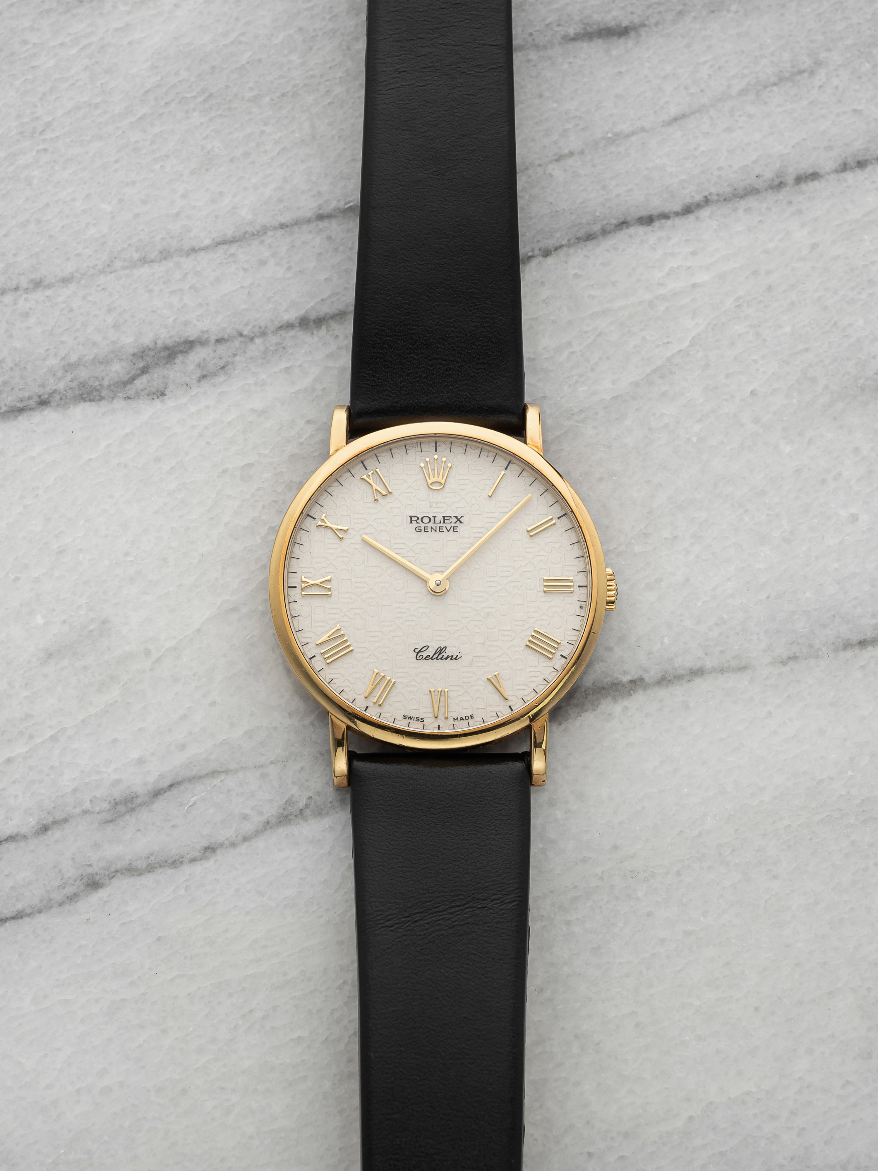 Vintage 1995 Rolex Cellini 5112 18k YG White Roman Anniversary Dial Manual 32mm