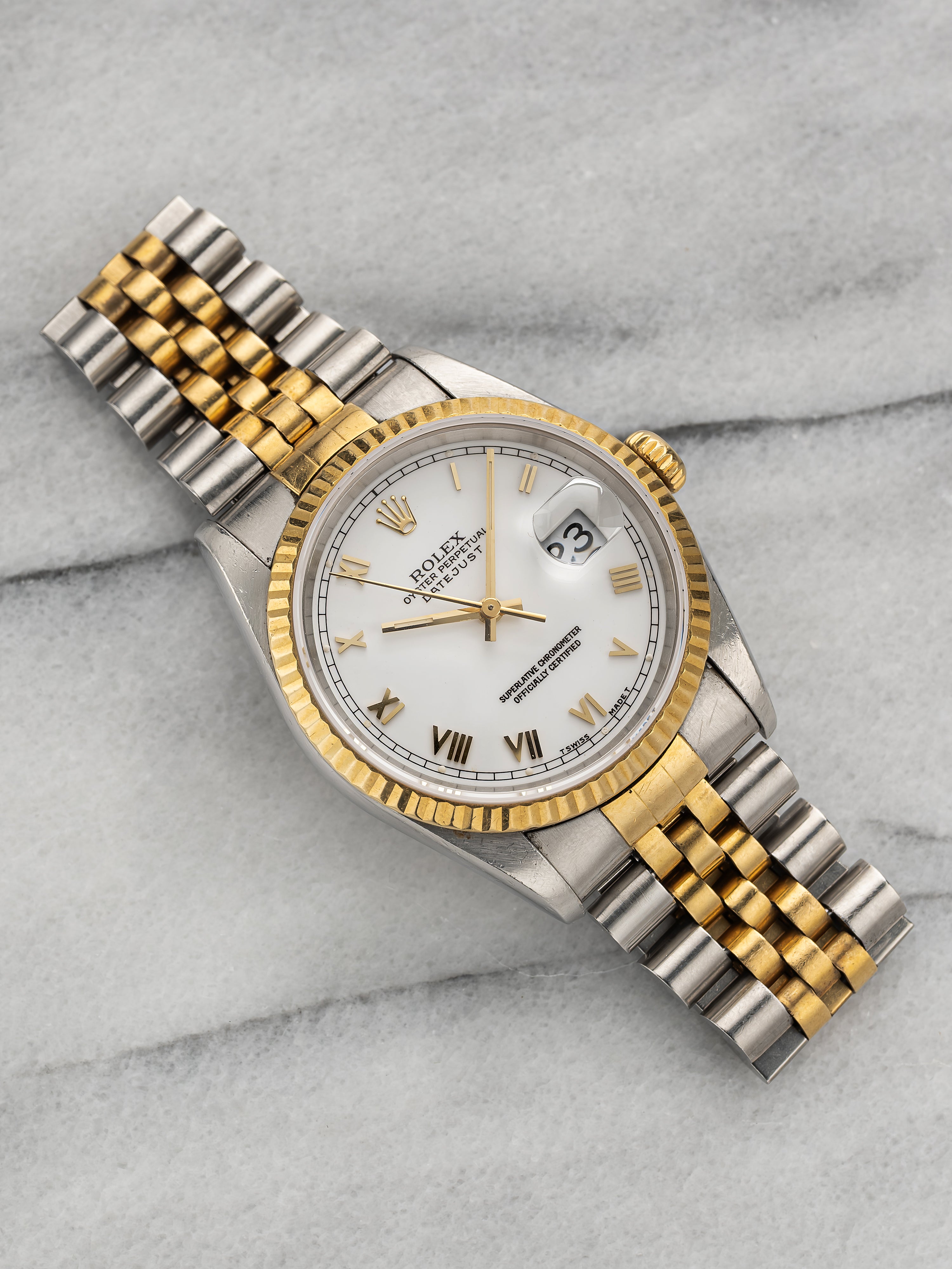 1995 Rolex Datejust 16233 - White Roman Dial