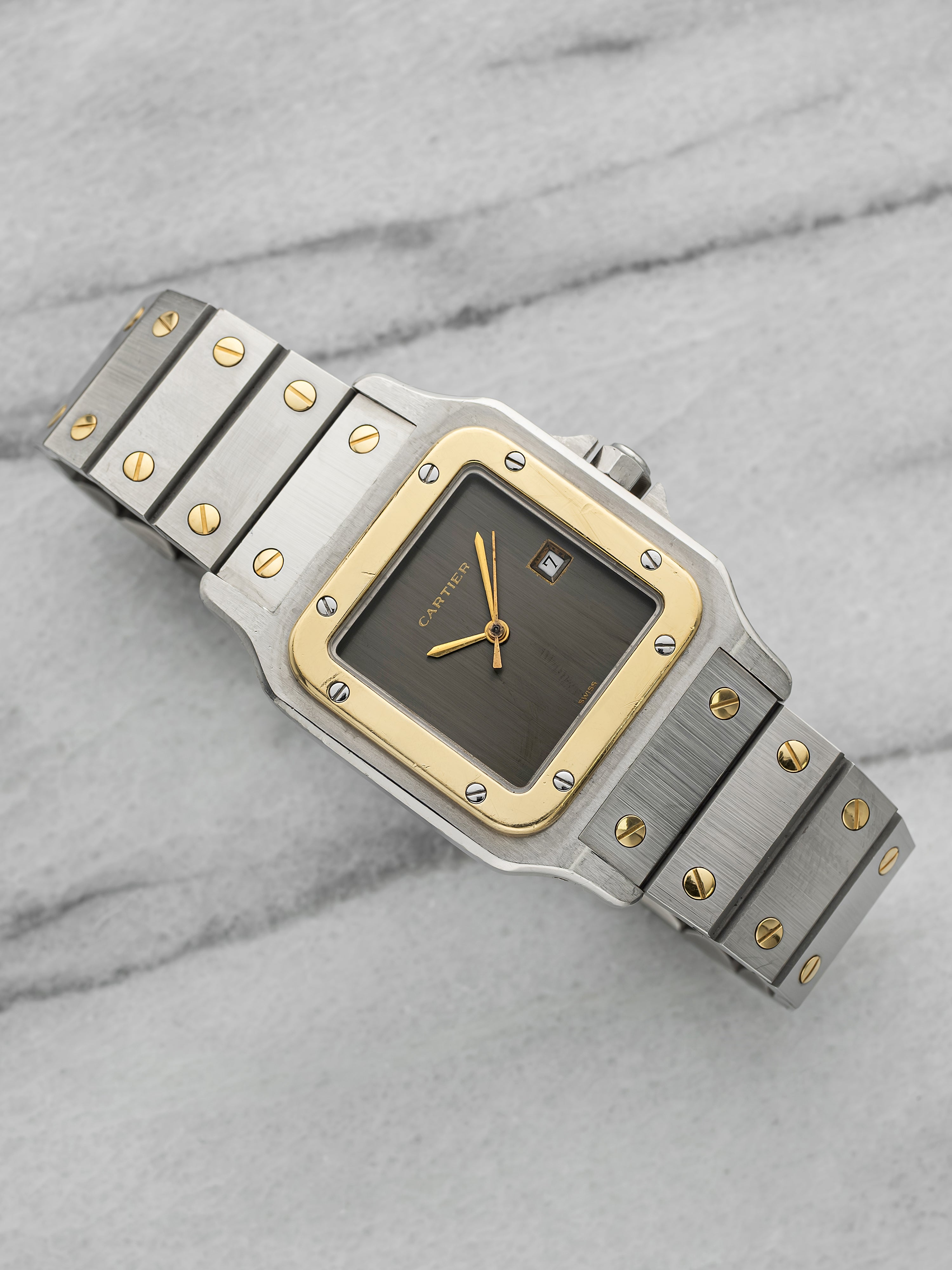 Vintage 1979 Cartier Santos 2961 Two-Tone Ghost Dial Automatic 24x35mm