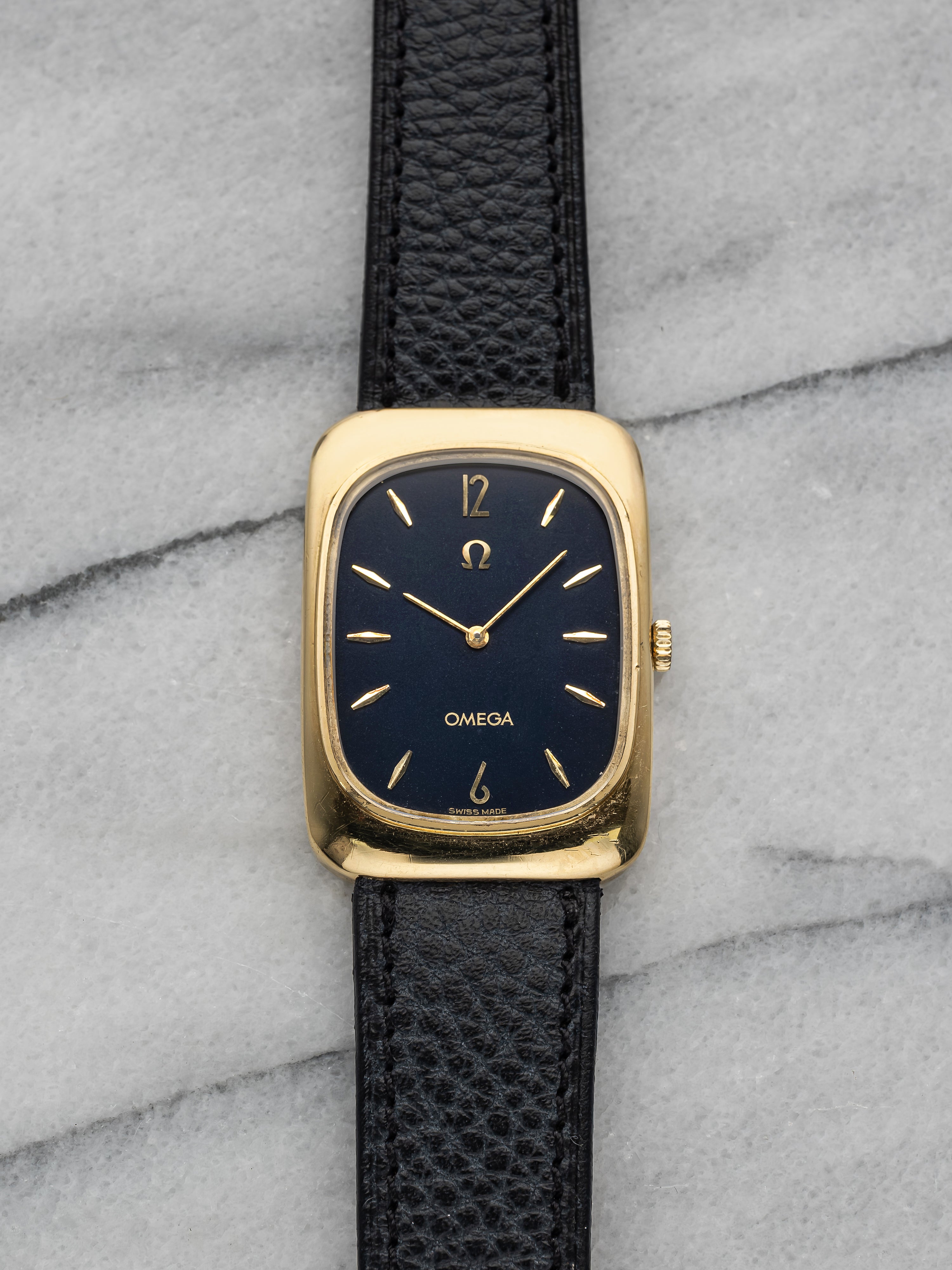 Omega Tank - 18K Yellow Gold Blue Fumé Dial