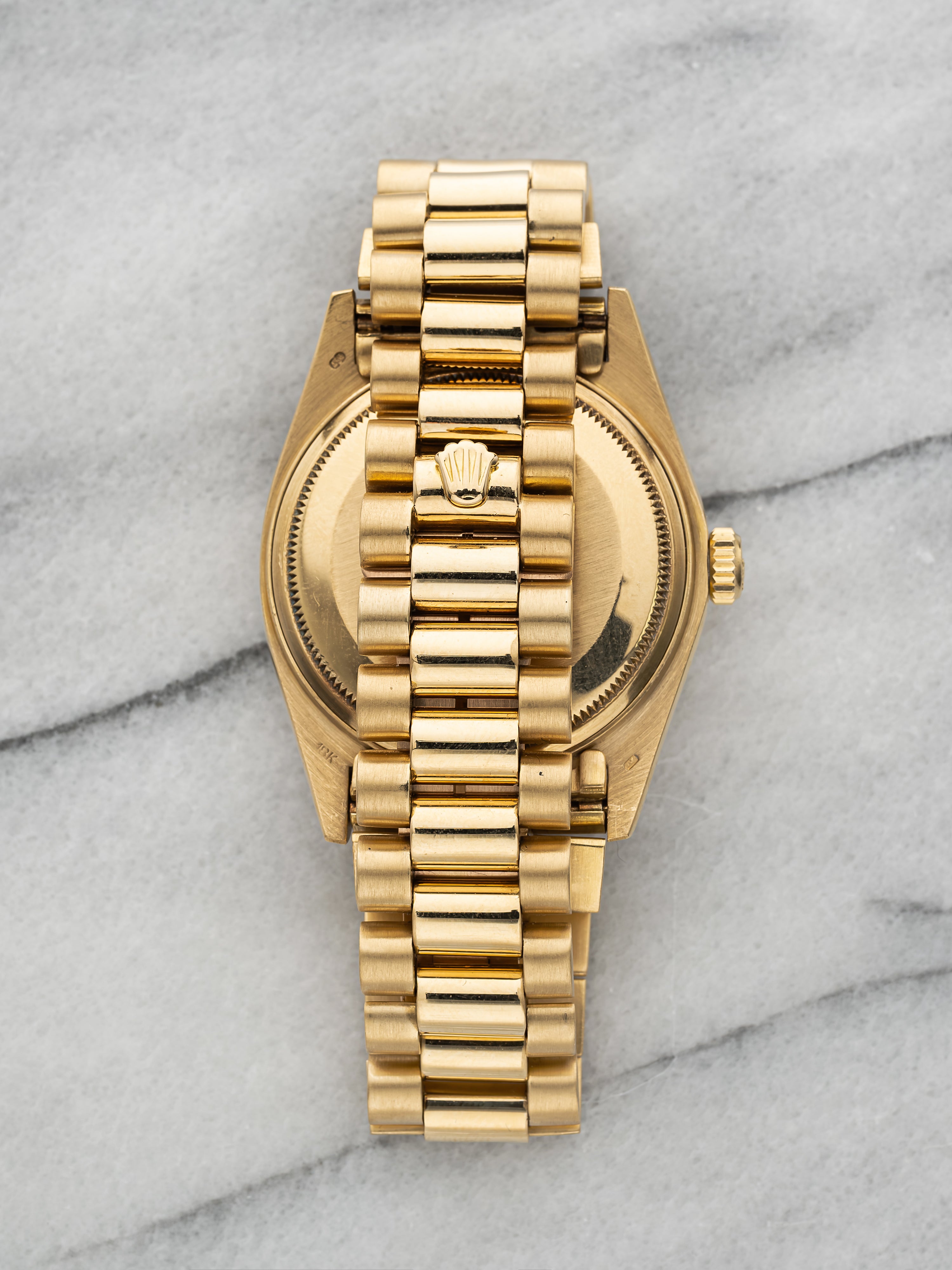 1985 Rolex Day-Date 18038 - Yellow Gold Black Diamond Dial