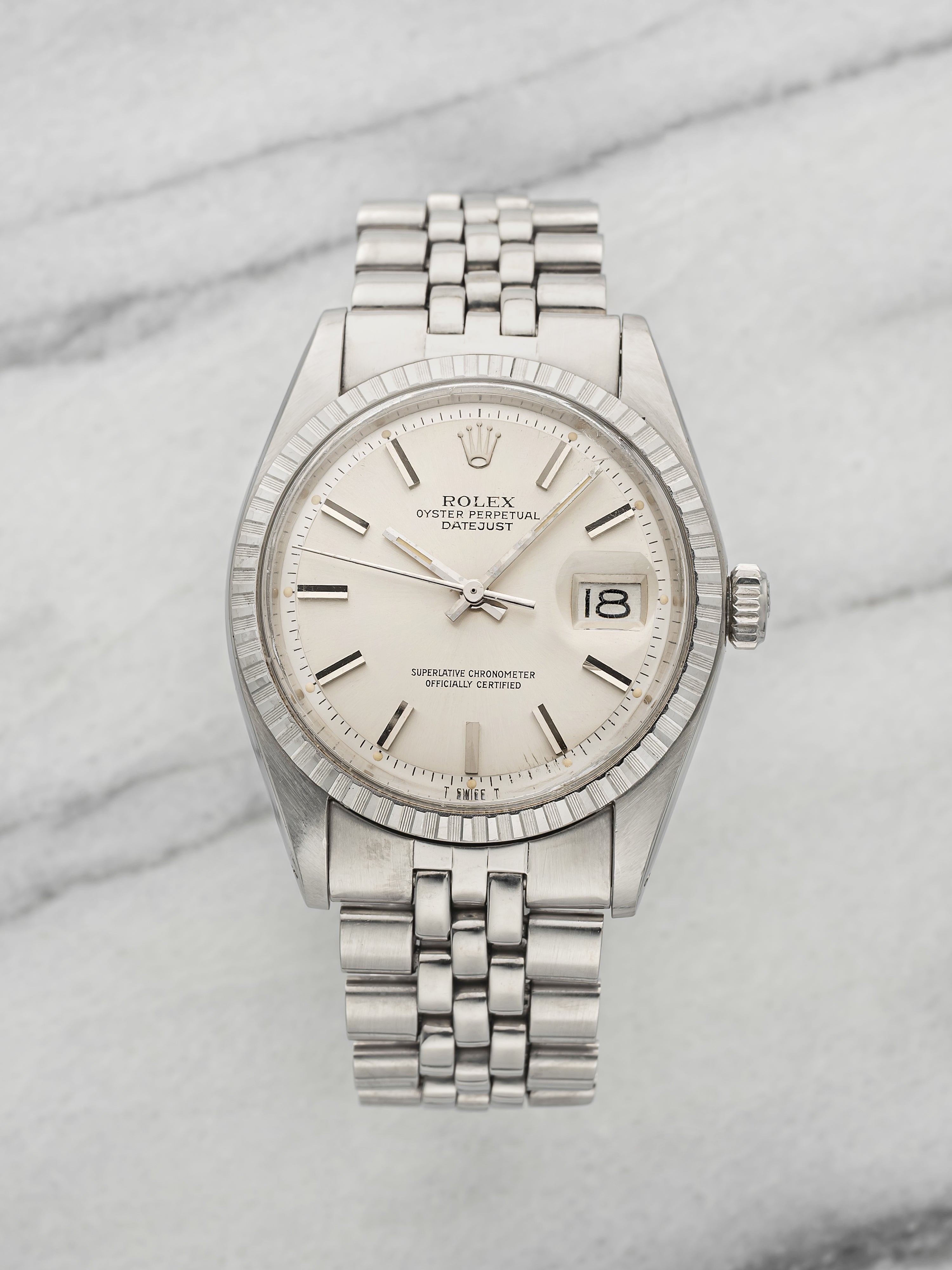 Vintage 1975 Rolex Datejust 1603 Stainless Steel Silver Sunburst Dial Auto 36mm