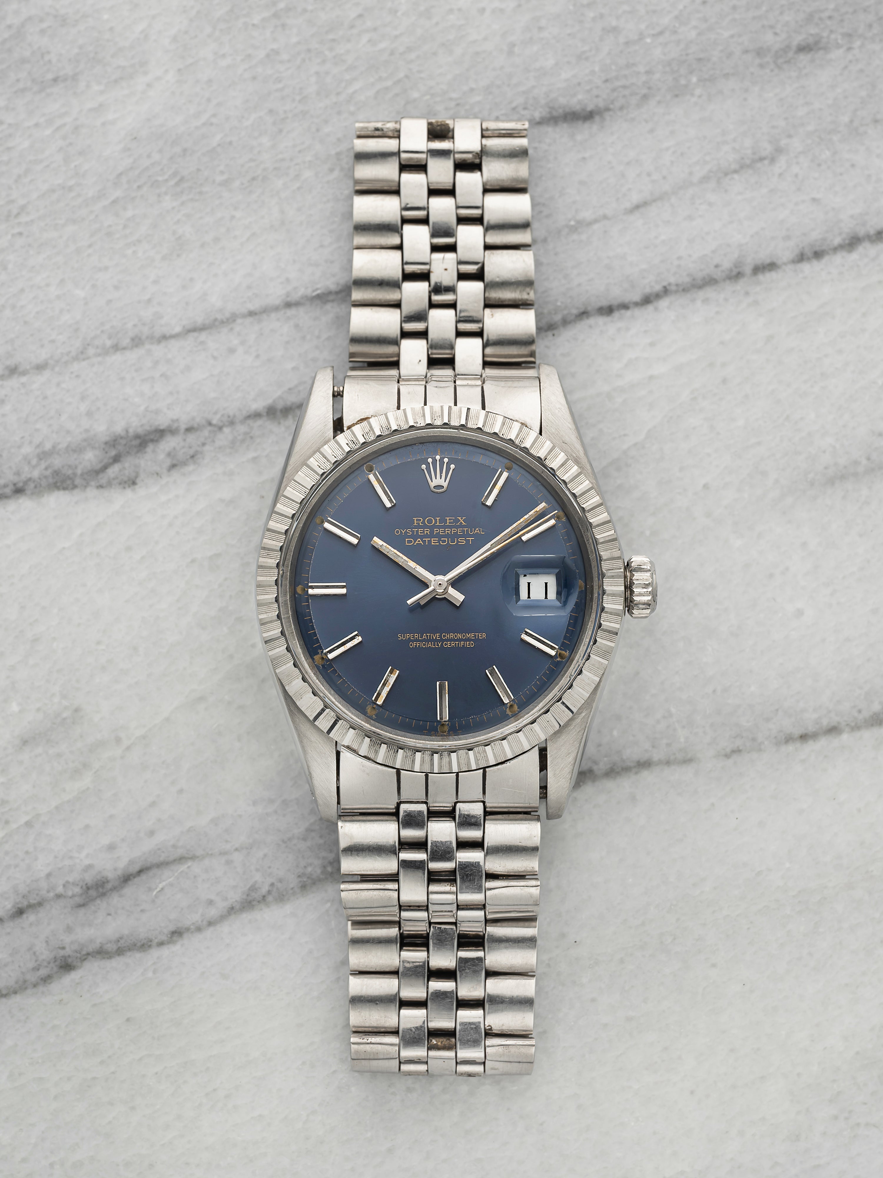Vintage 1979 Rolex Datejust 16030 Stainless Steel Blue Sunburst Dial Auto 36mm