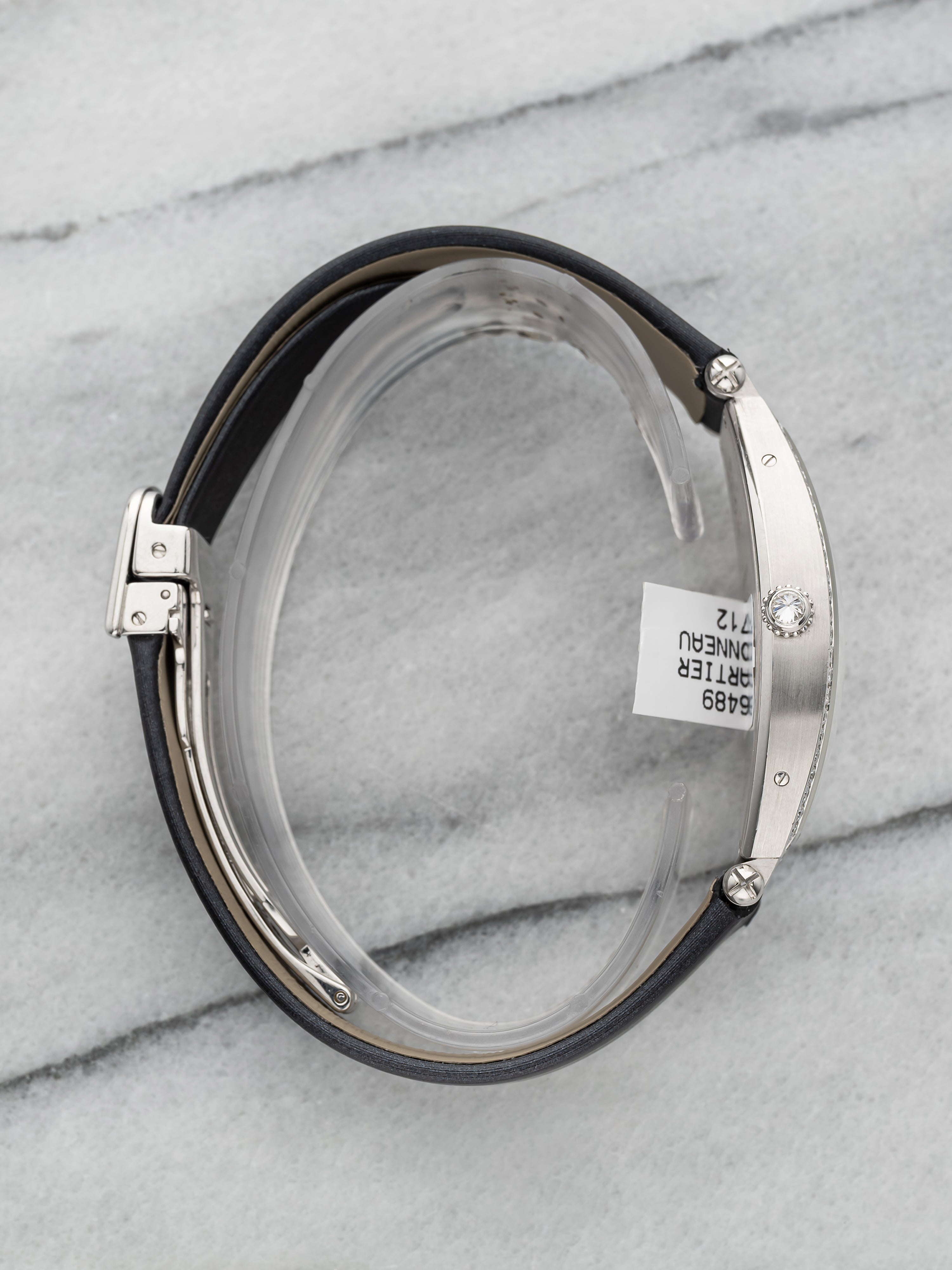 Cartier Tonneau 2712 - White Gold Silver Sunburst Roman Dial
