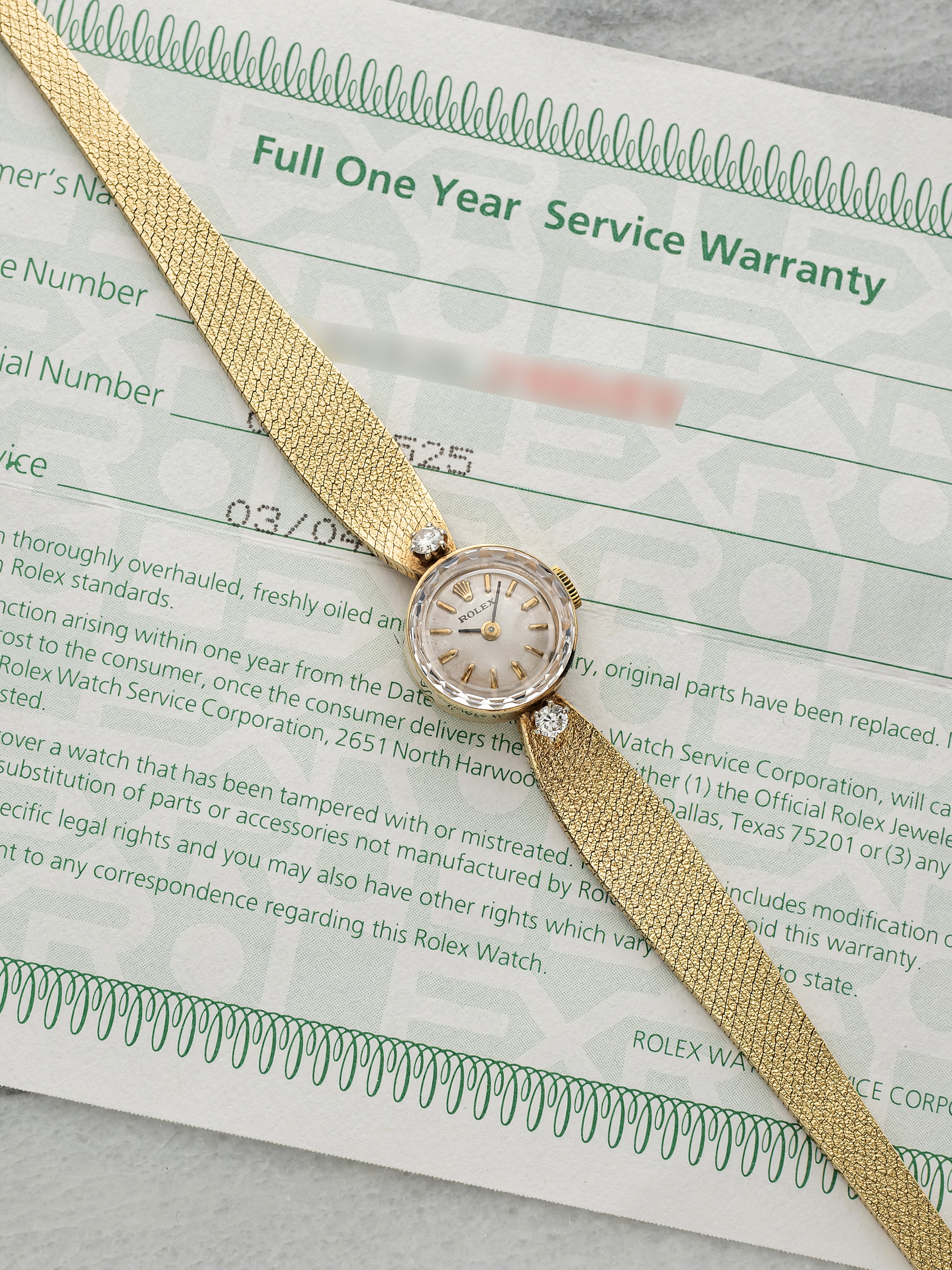 Vintage 1950s Rolex Lady Orchid 3523 Dress 14K YG White Dial Manual 15mm