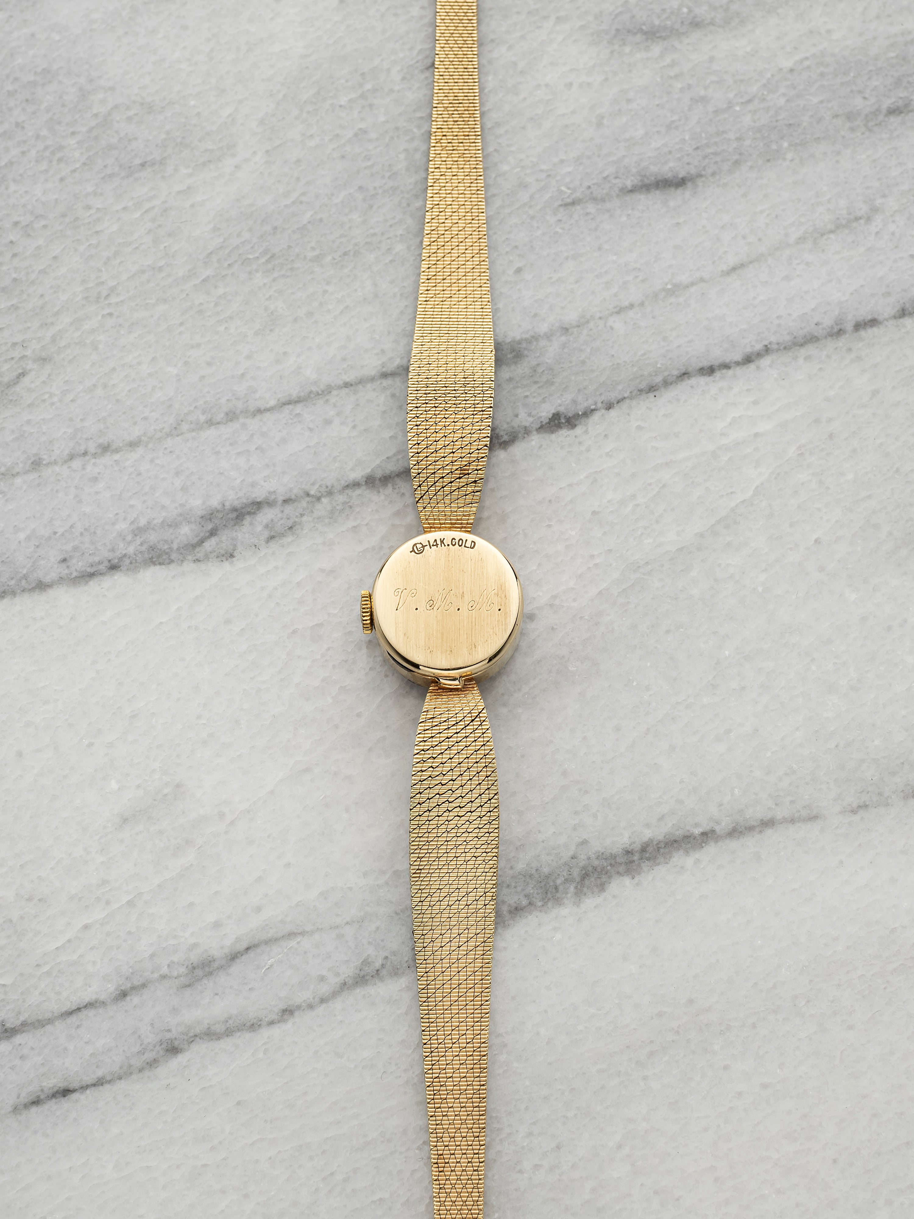 Vintage 1950s Rolex Lady Orchid 3523 Dress 14K YG White Dial Manual 15mm