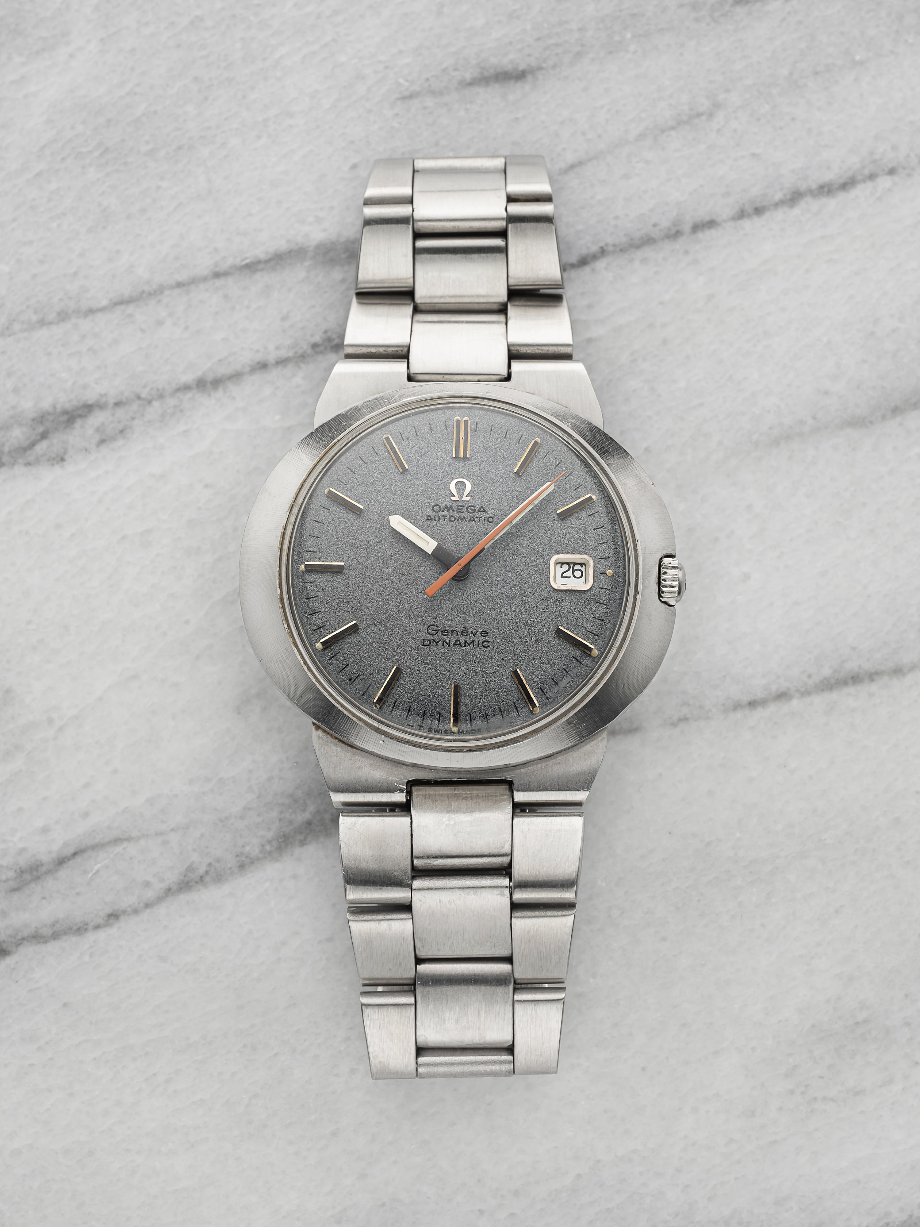 Vintage 1970s Omega Geneve Dynamic 166.039 Steel Grey Dial Auto 41mm