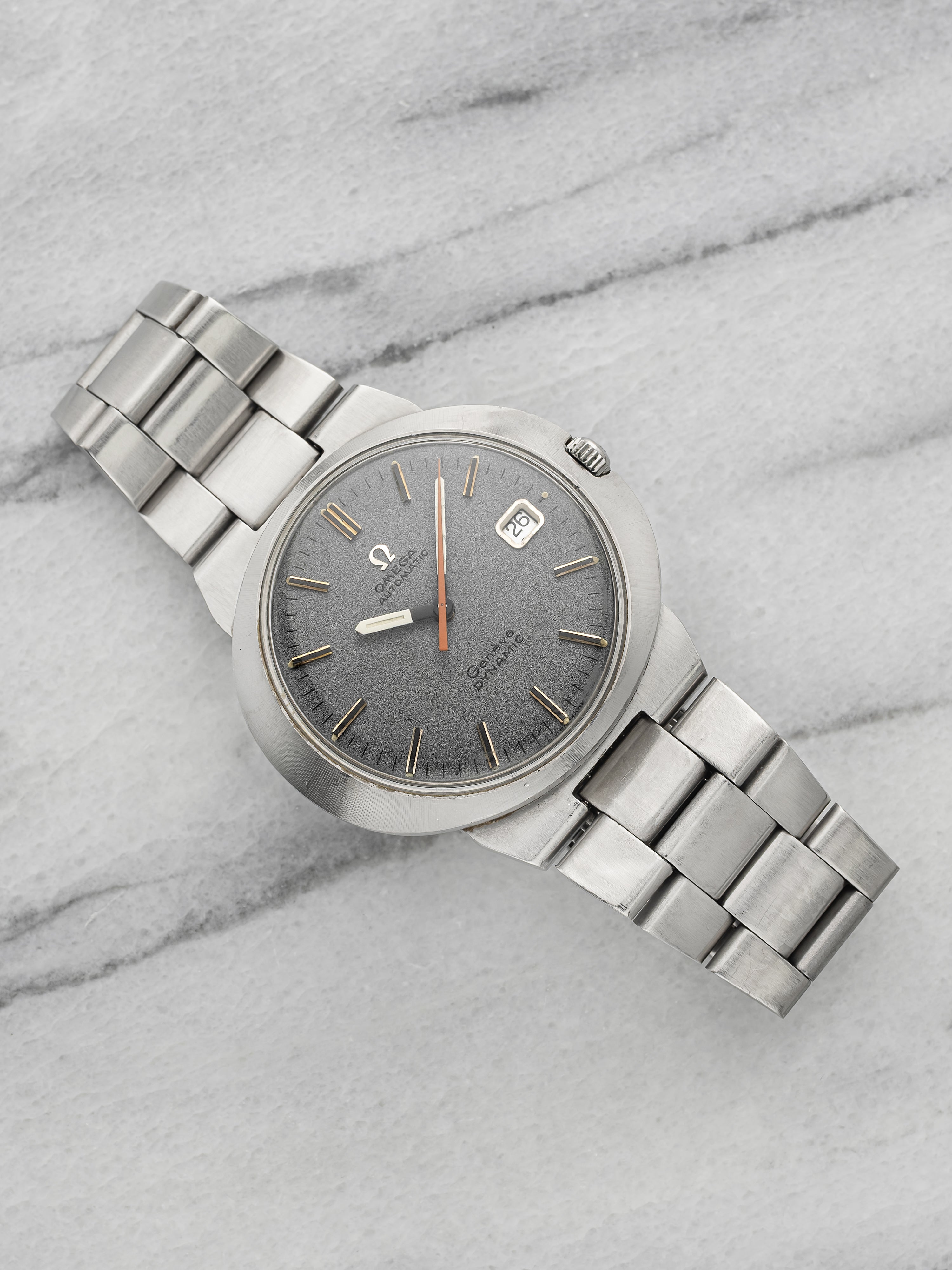 Vintage 1970s Omega Geneve Dynamic 166.039 Steel Grey Dial Auto 41mm