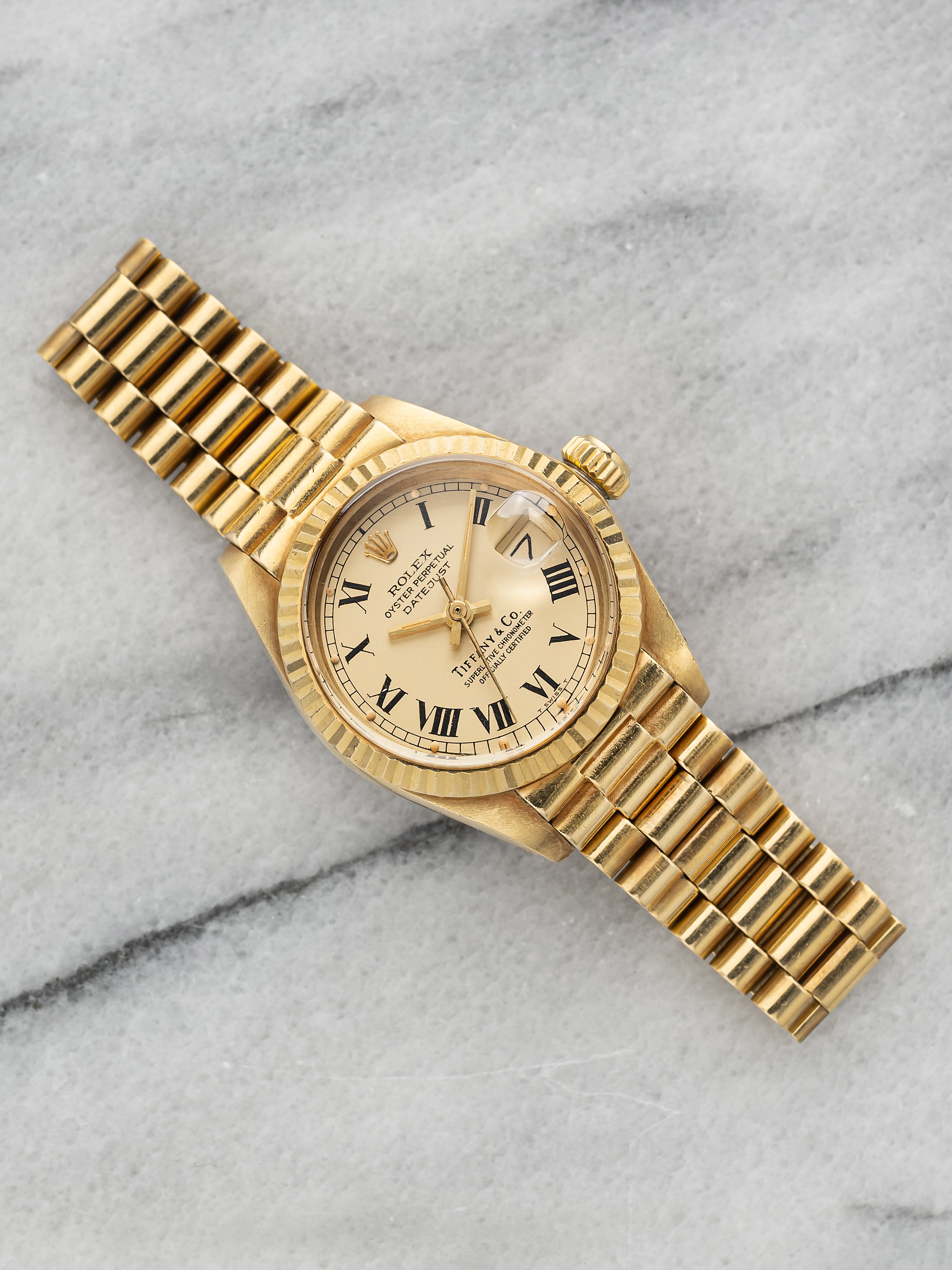 1982 Rolex Ladies Datejust 6913 – Yellow Gold Tiffany & Co. Buckley Double Stamp Dial