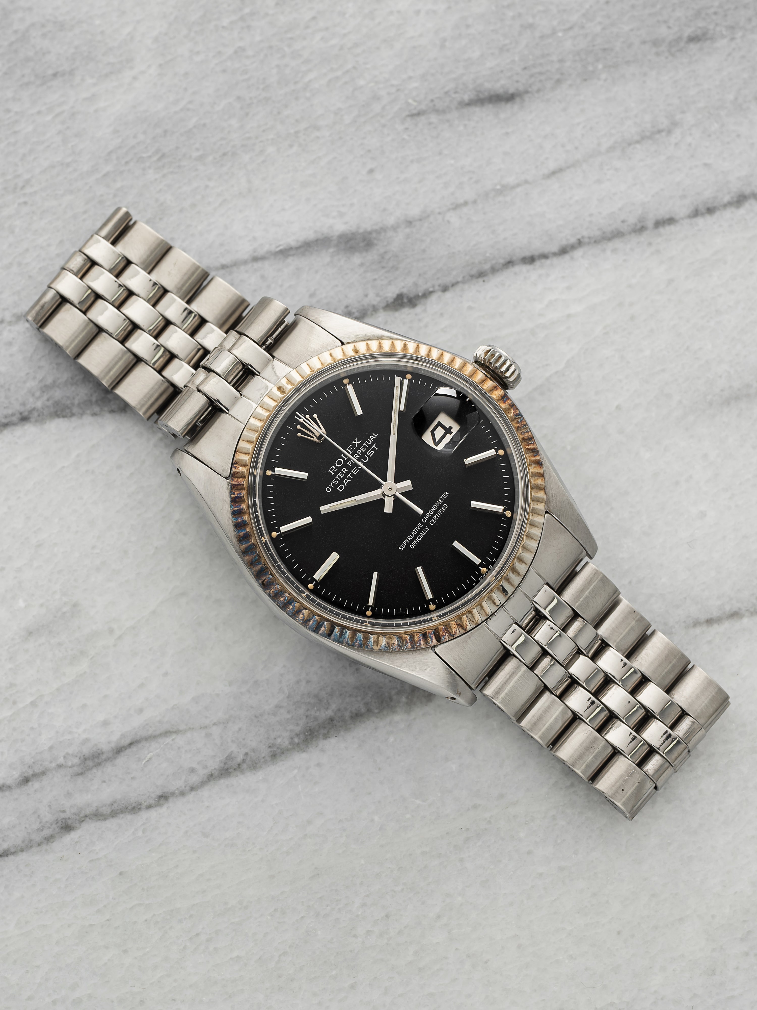 Vintage 1970 Rolex Datejust 1601 Stainless Steel Matte Black Dial Auto 36mm