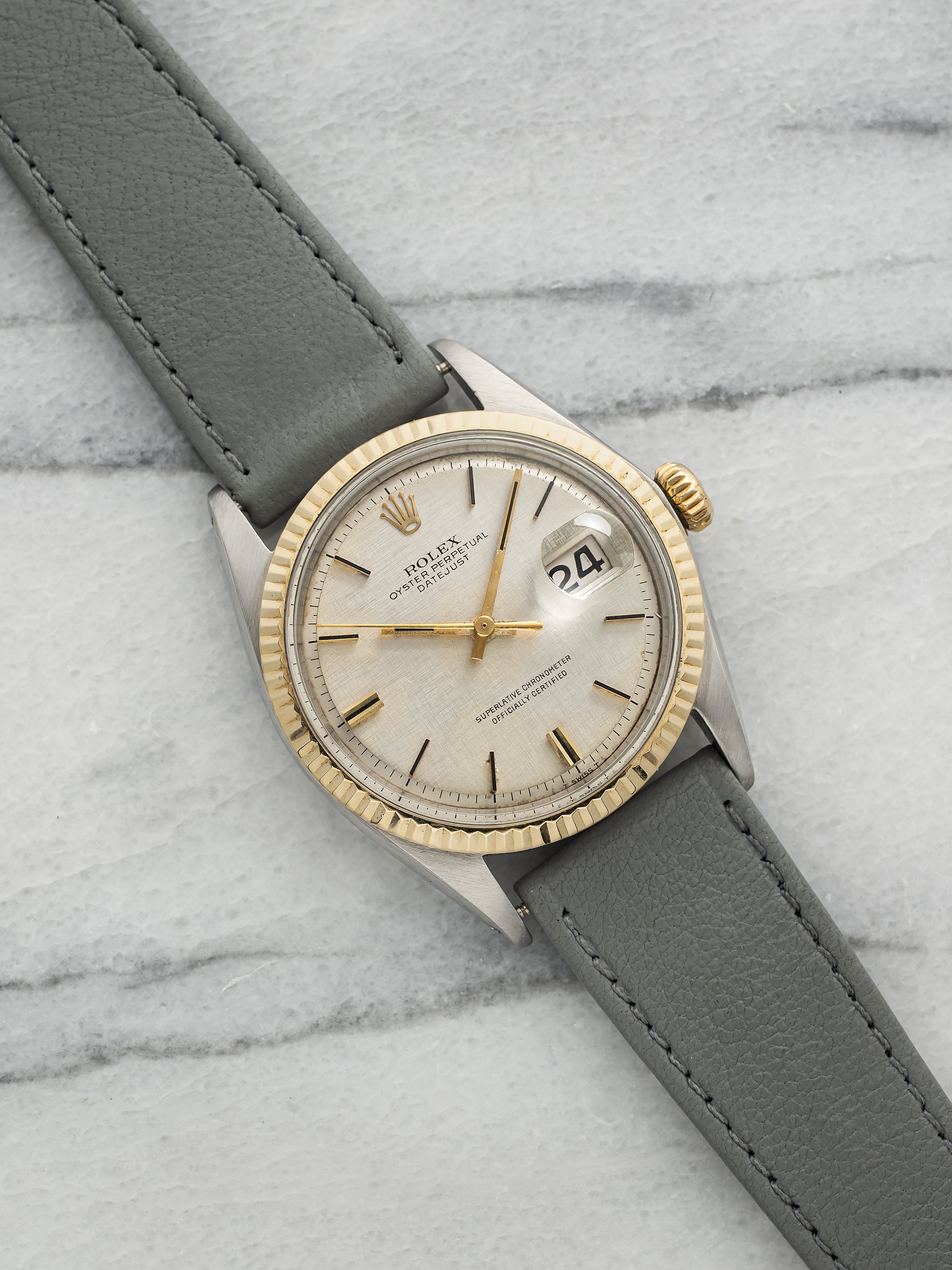Vintage 1969 Rolex Datejust 1601 Steel Silver Linen Dial Automatic 36mm